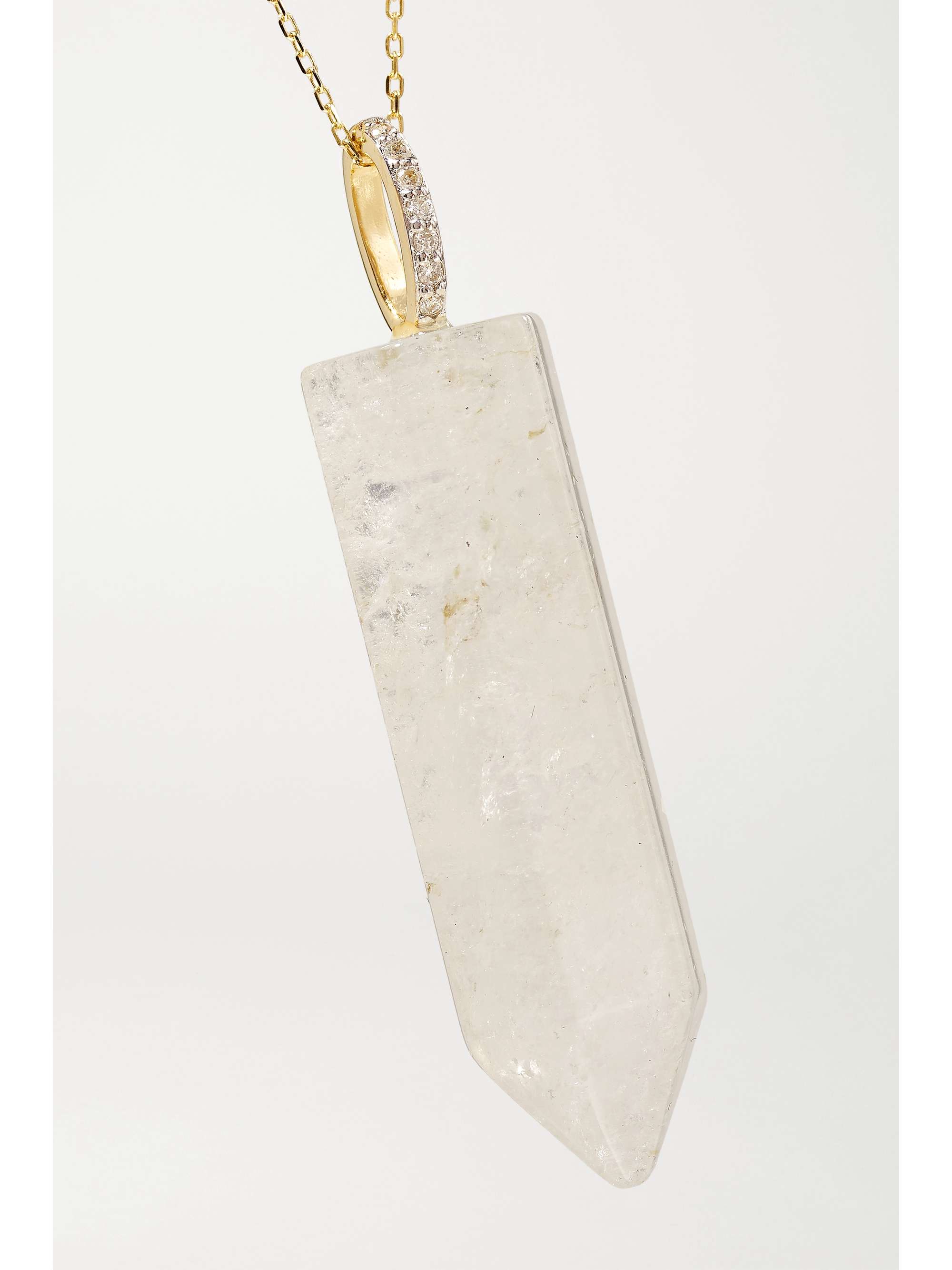 MATEO 14-karat gold, quartz and diamond necklace