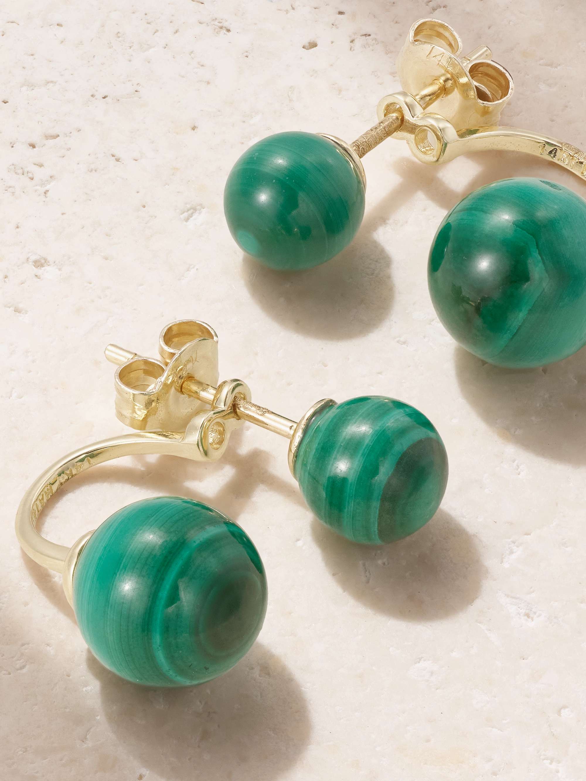 MATEO 14-karat gold malachite earrings