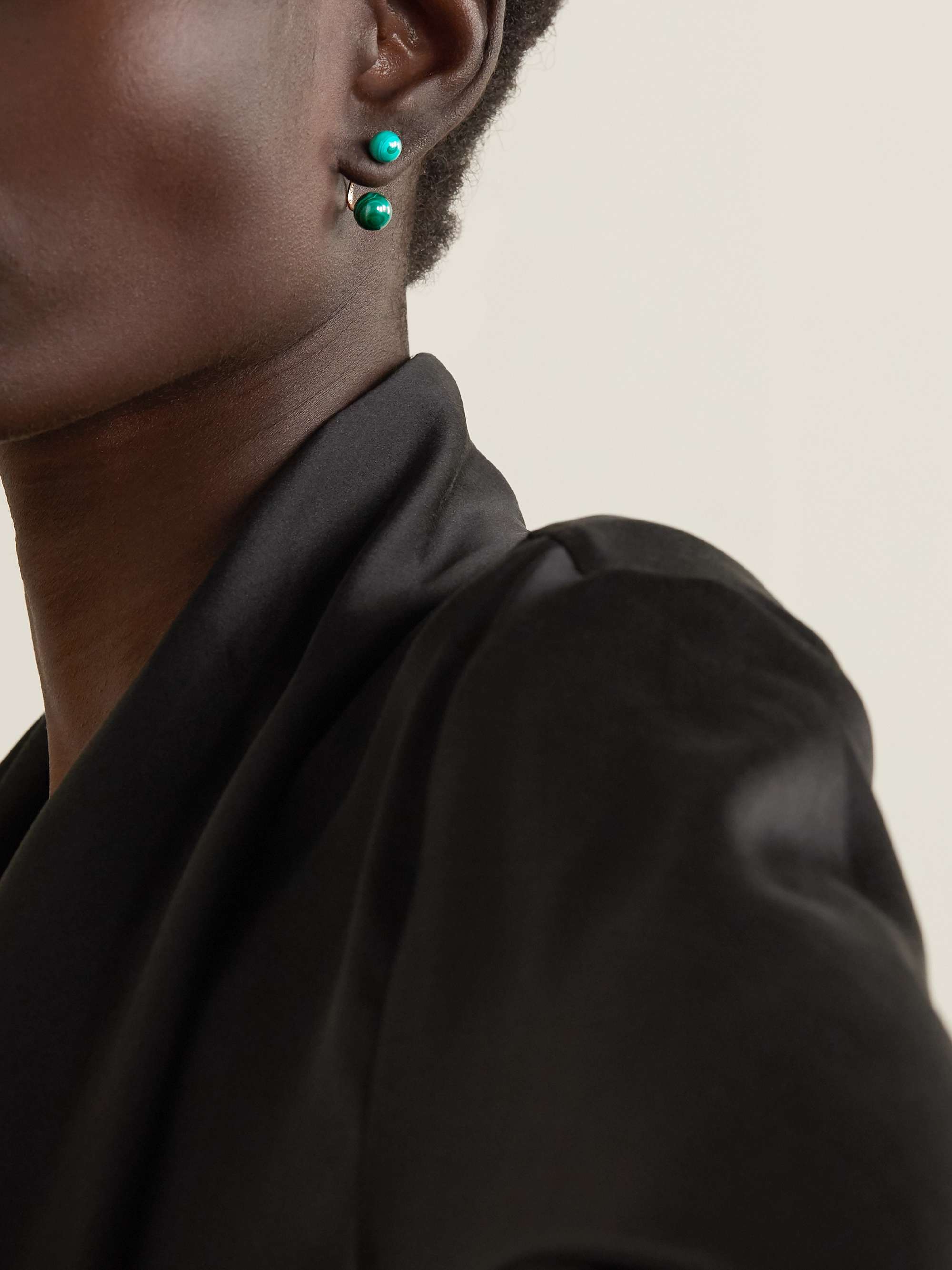 MATEO 14-karat gold malachite earrings