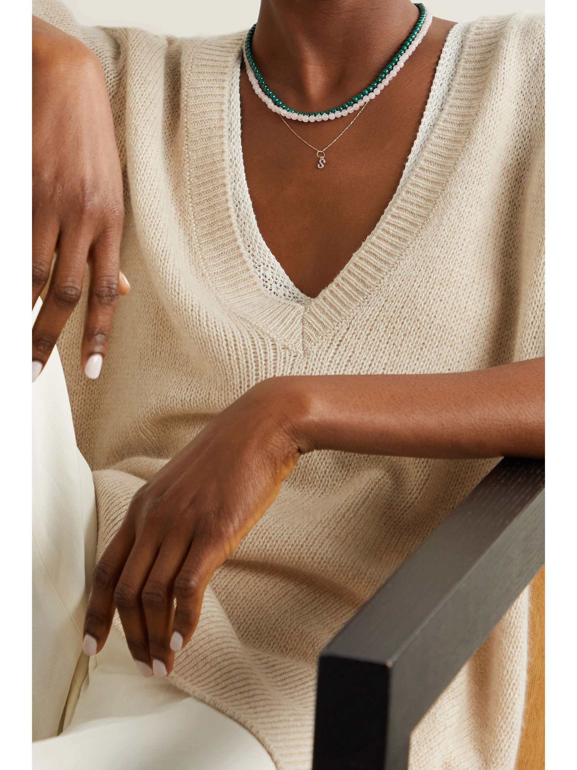 MATEO 14-karat gold aquamarine necklace
