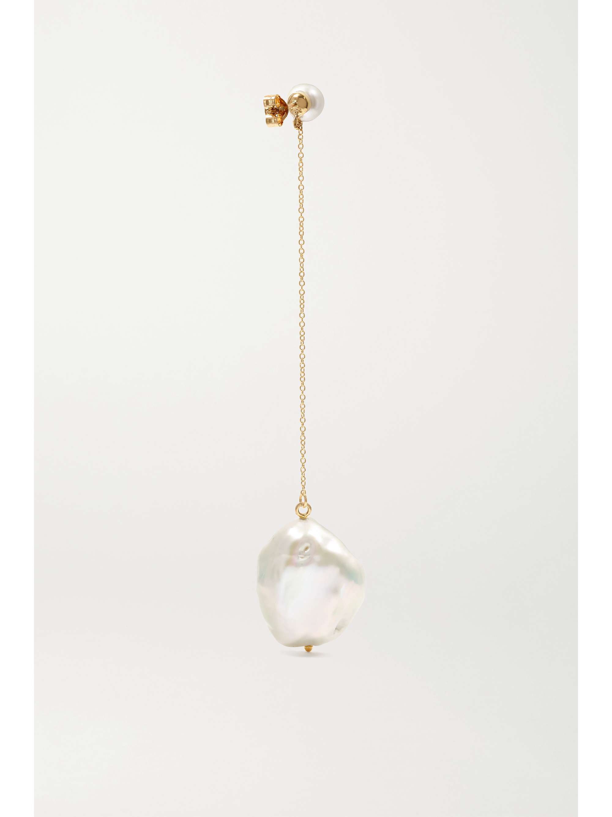 MATEO Duality 14-karat gold pearl and malachite earrings