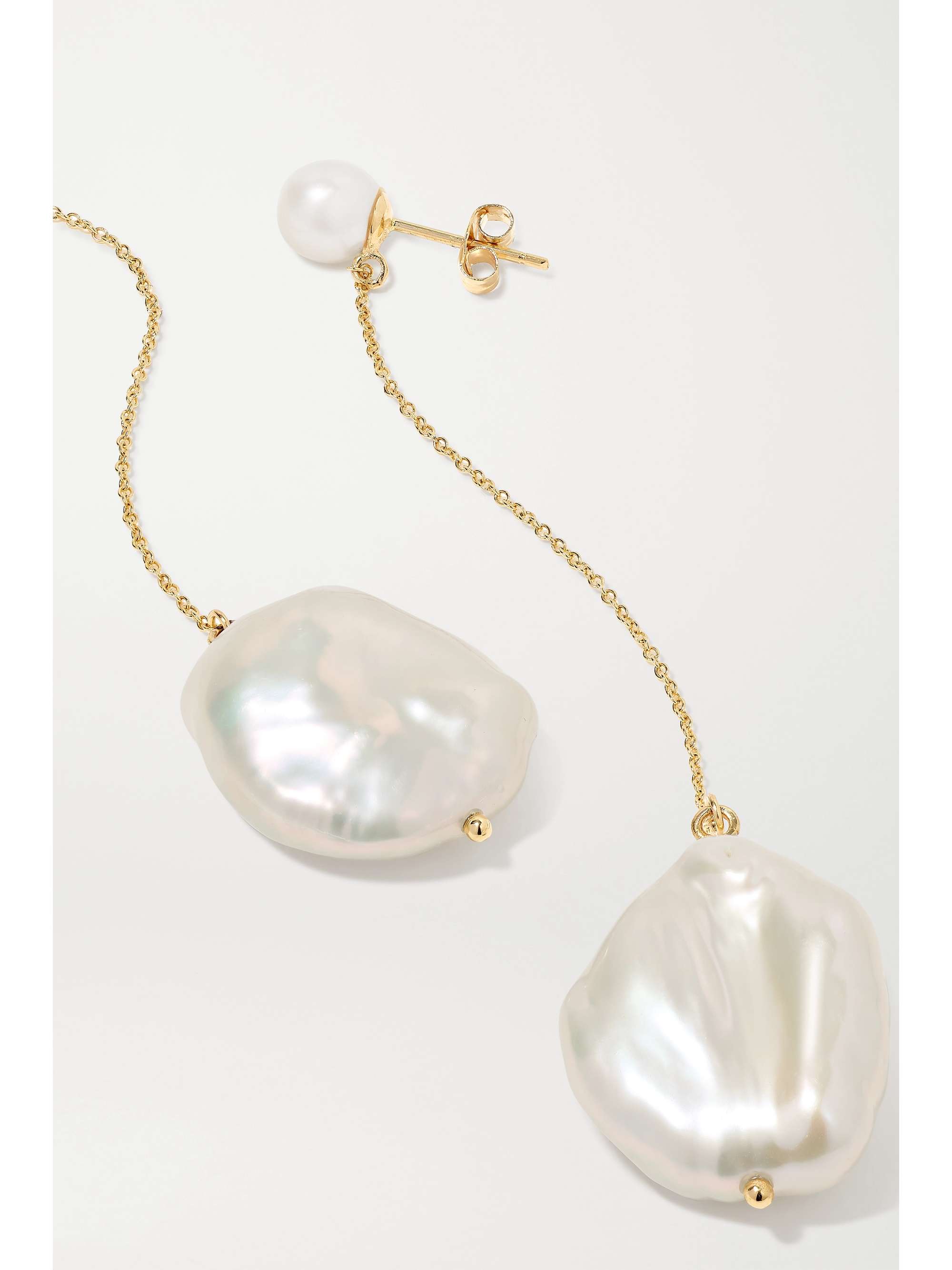MATEO Duality 14-karat gold pearl and malachite earrings