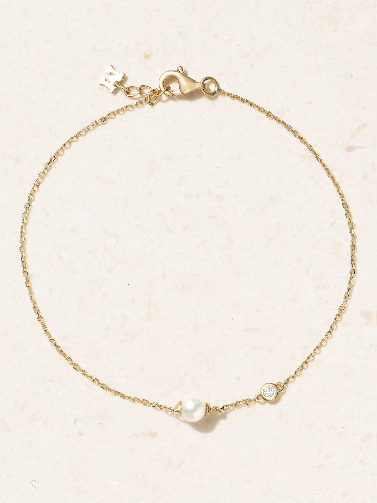 Mateo 14-karat Gold, Pearl And Diamond Bracelet