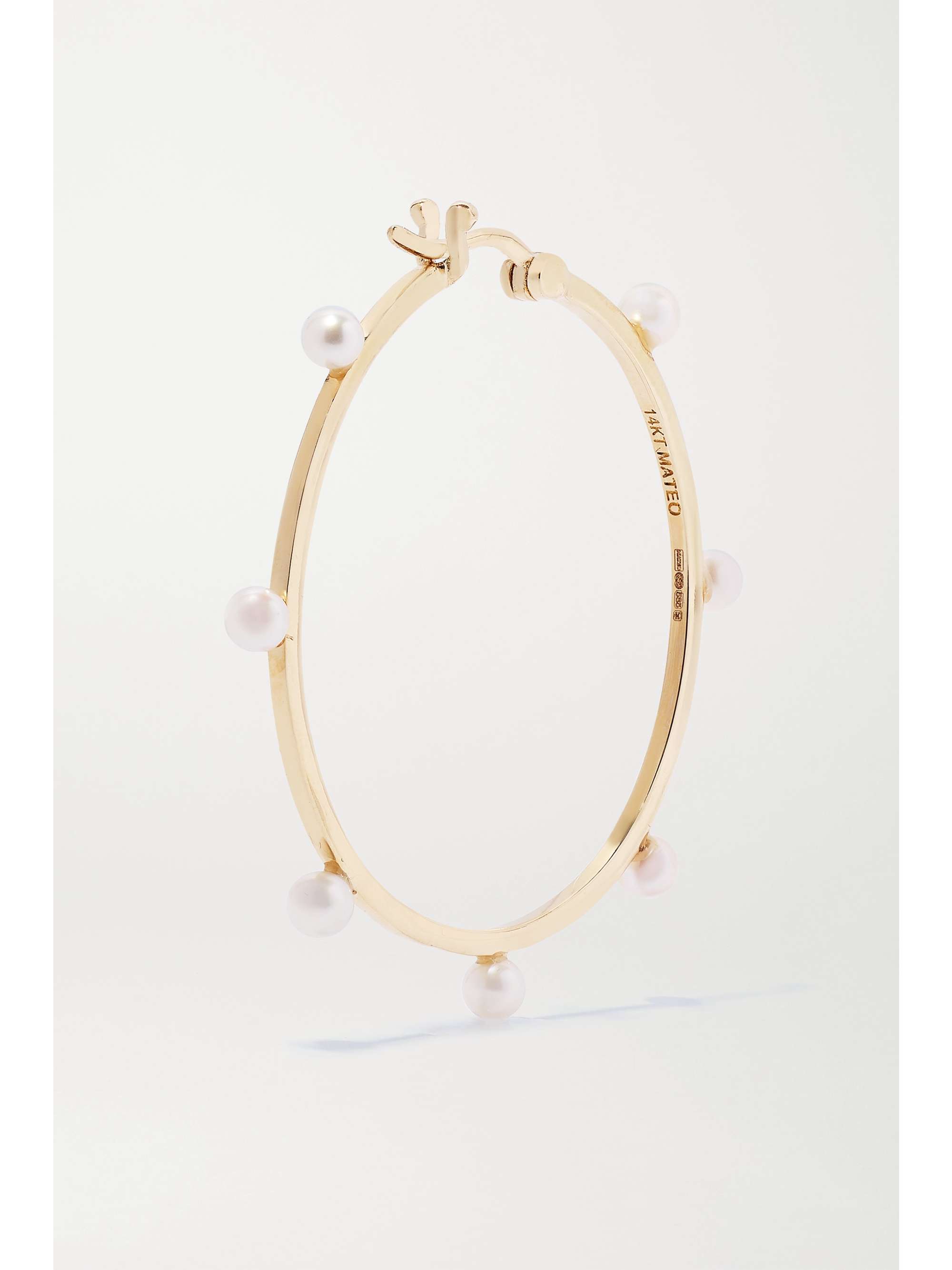 MATEO Large Dot 14-karat gold pearl hoop earrings
