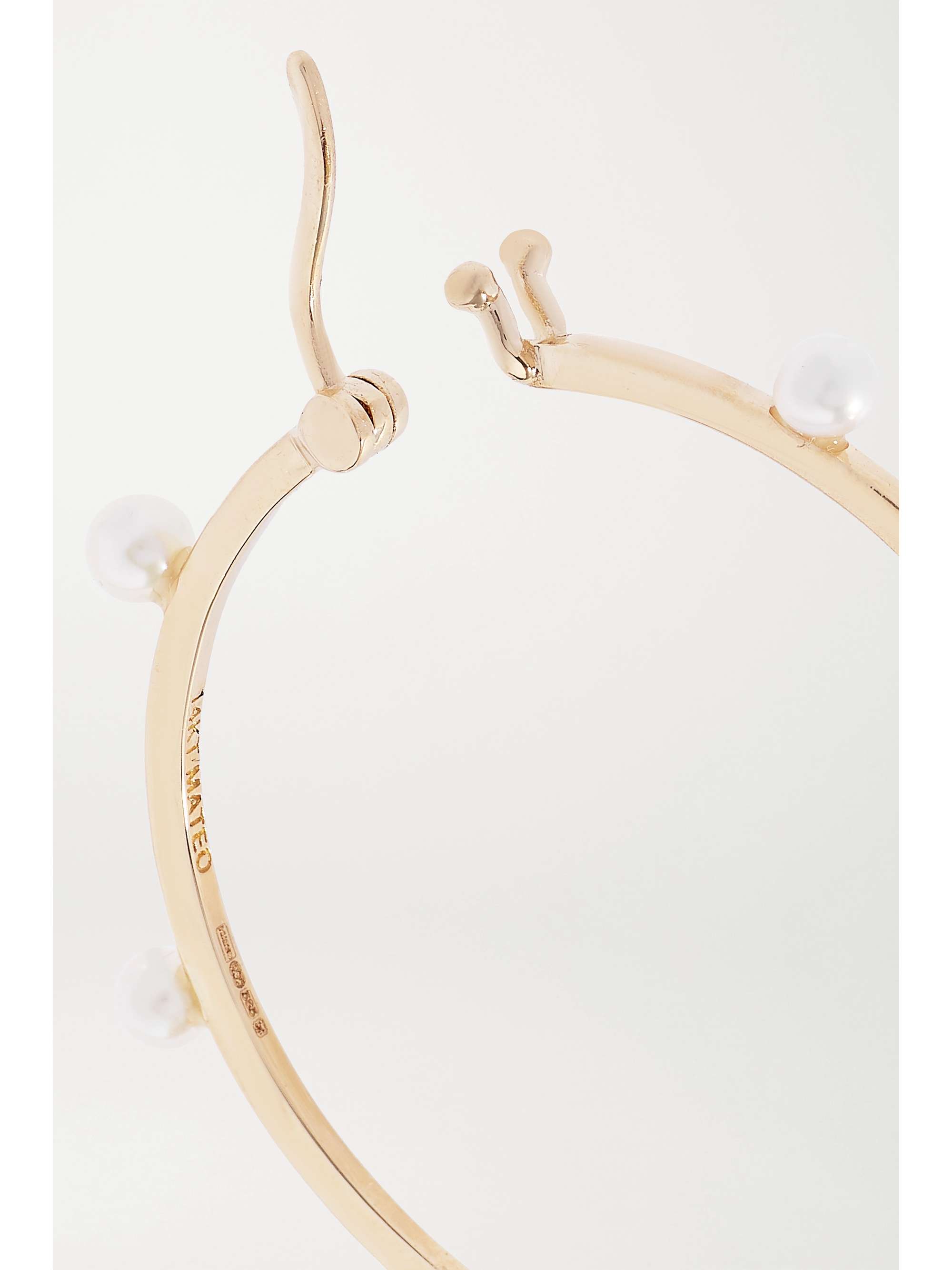 MATEO Large Dot 14-karat gold pearl hoop earrings