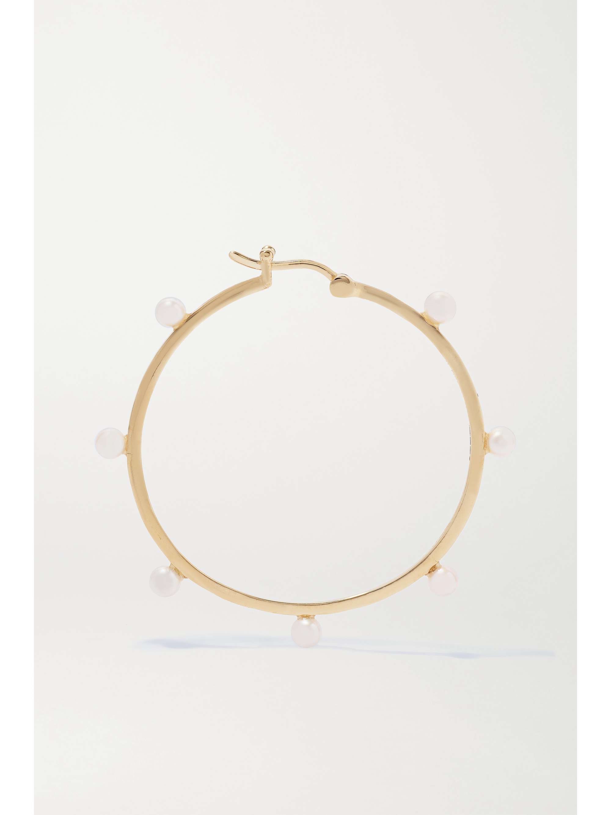 MATEO Large Dot 14-karat gold pearl hoop earrings