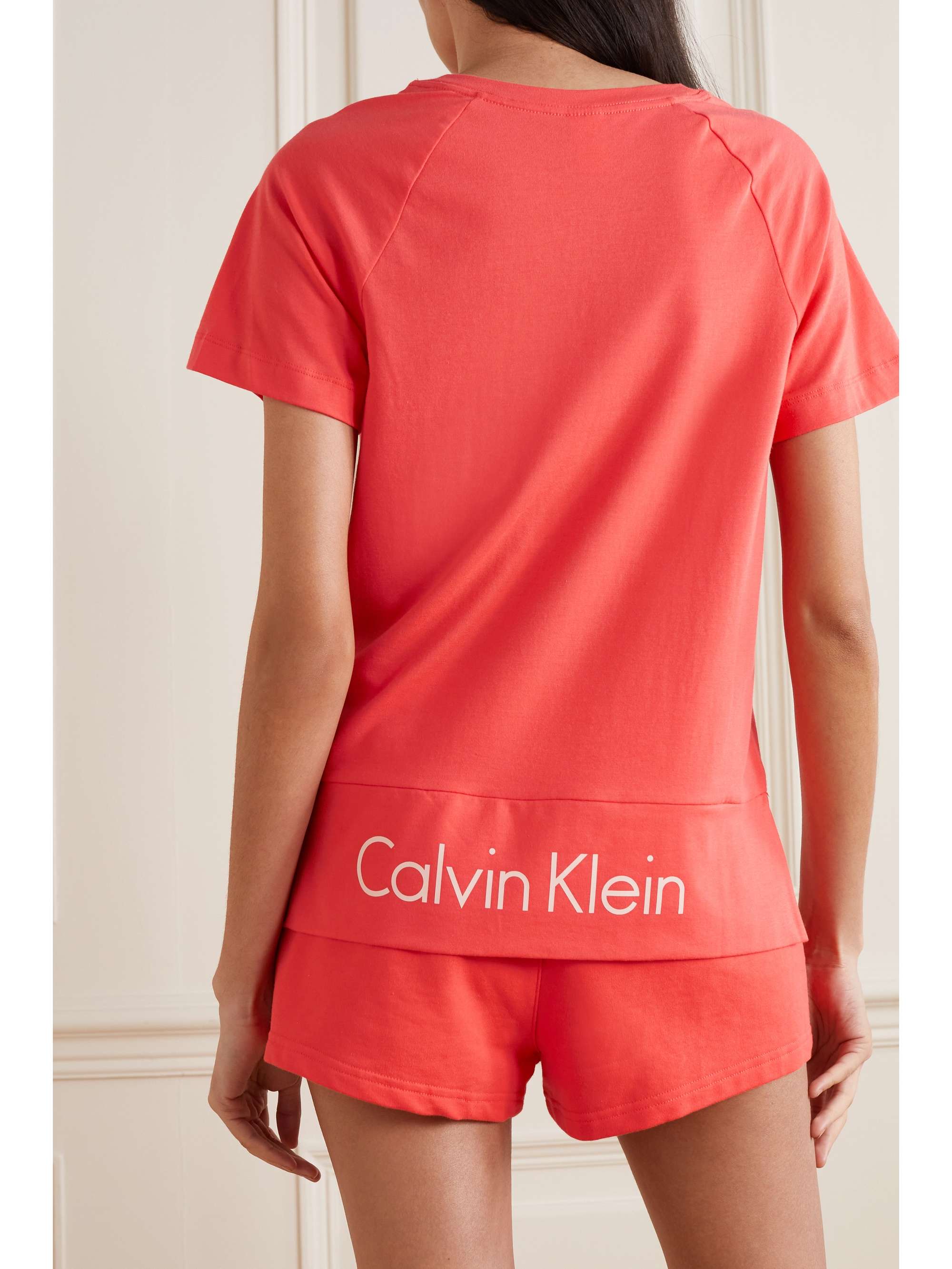 CK ONE Printed cotton-blend jersey pajama top