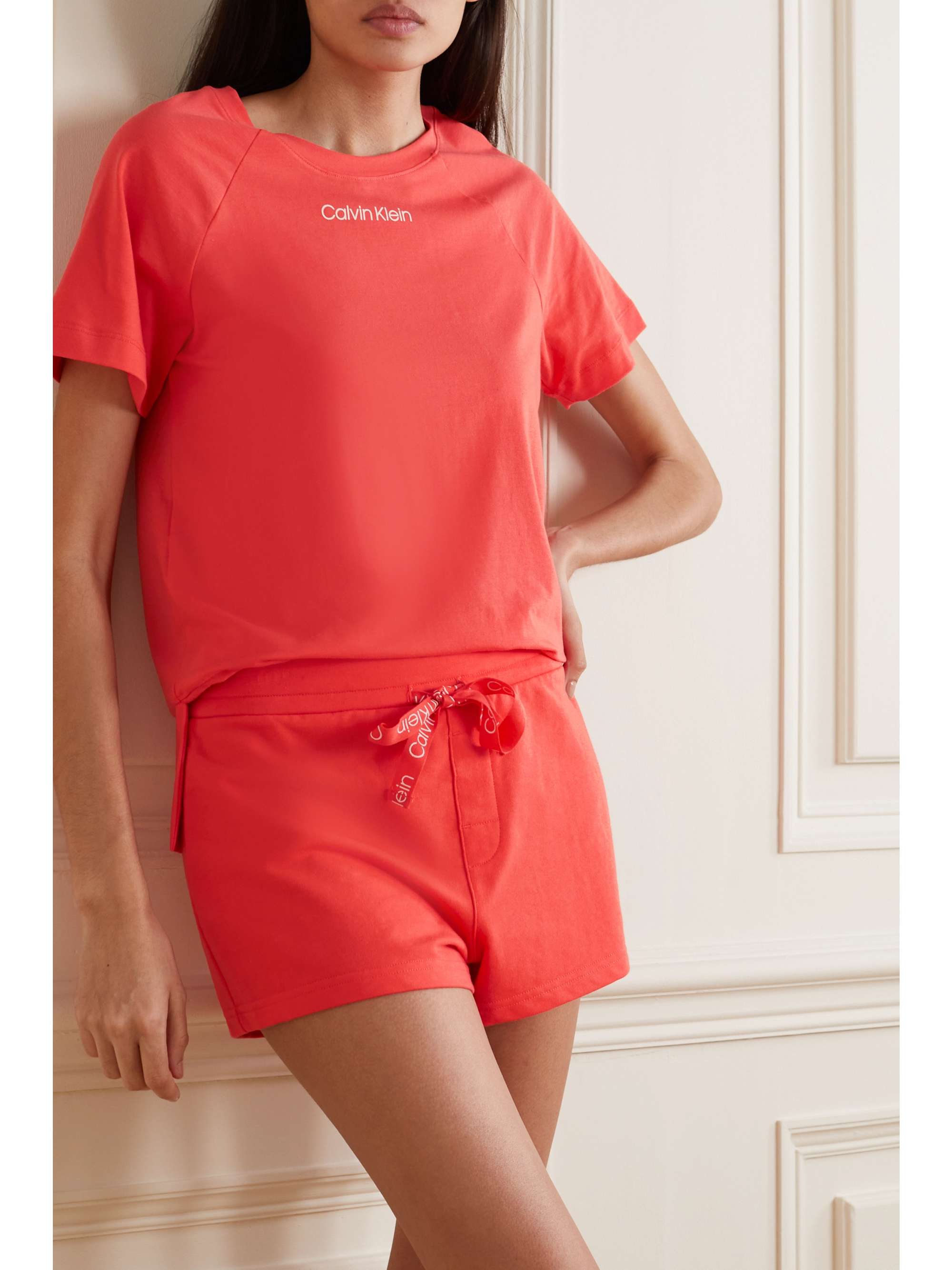 CK ONE Printed cotton-blend jersey pajama top