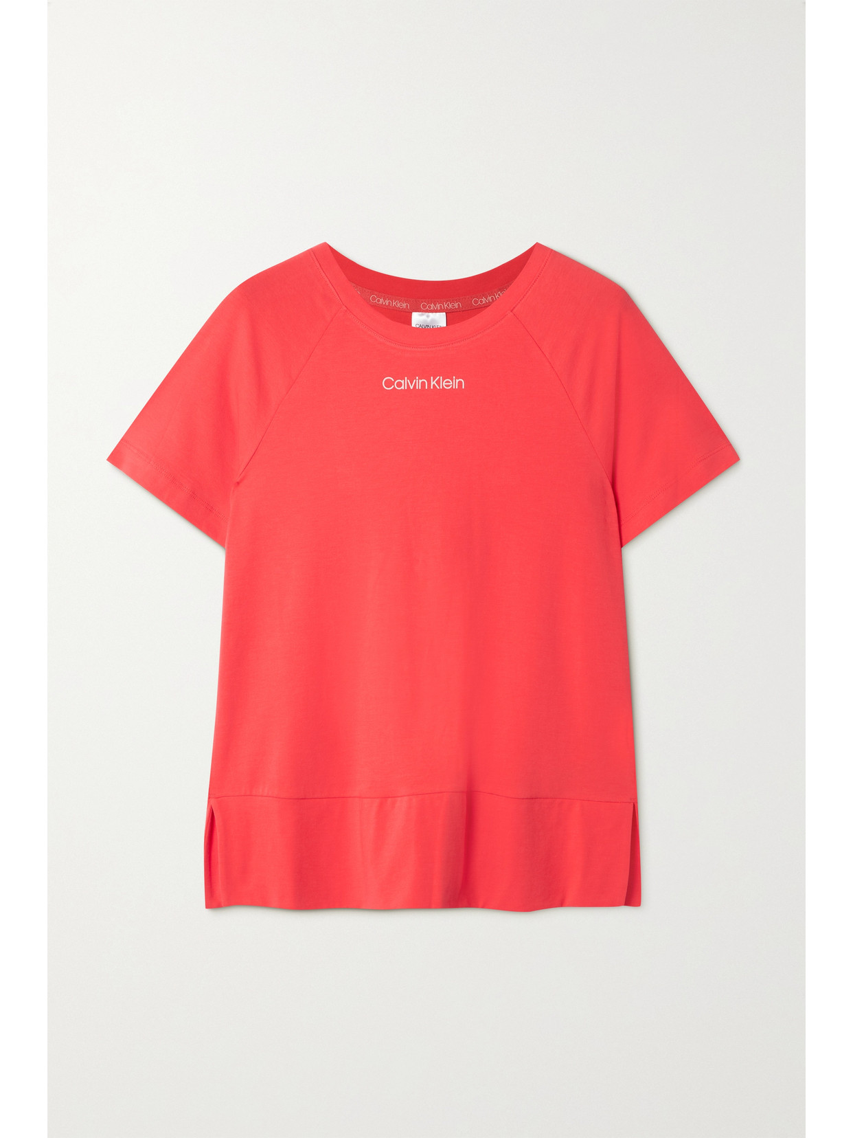 Calvin Klein Underwear Printed Cotton-blend Jersey Pajama Top In Pink