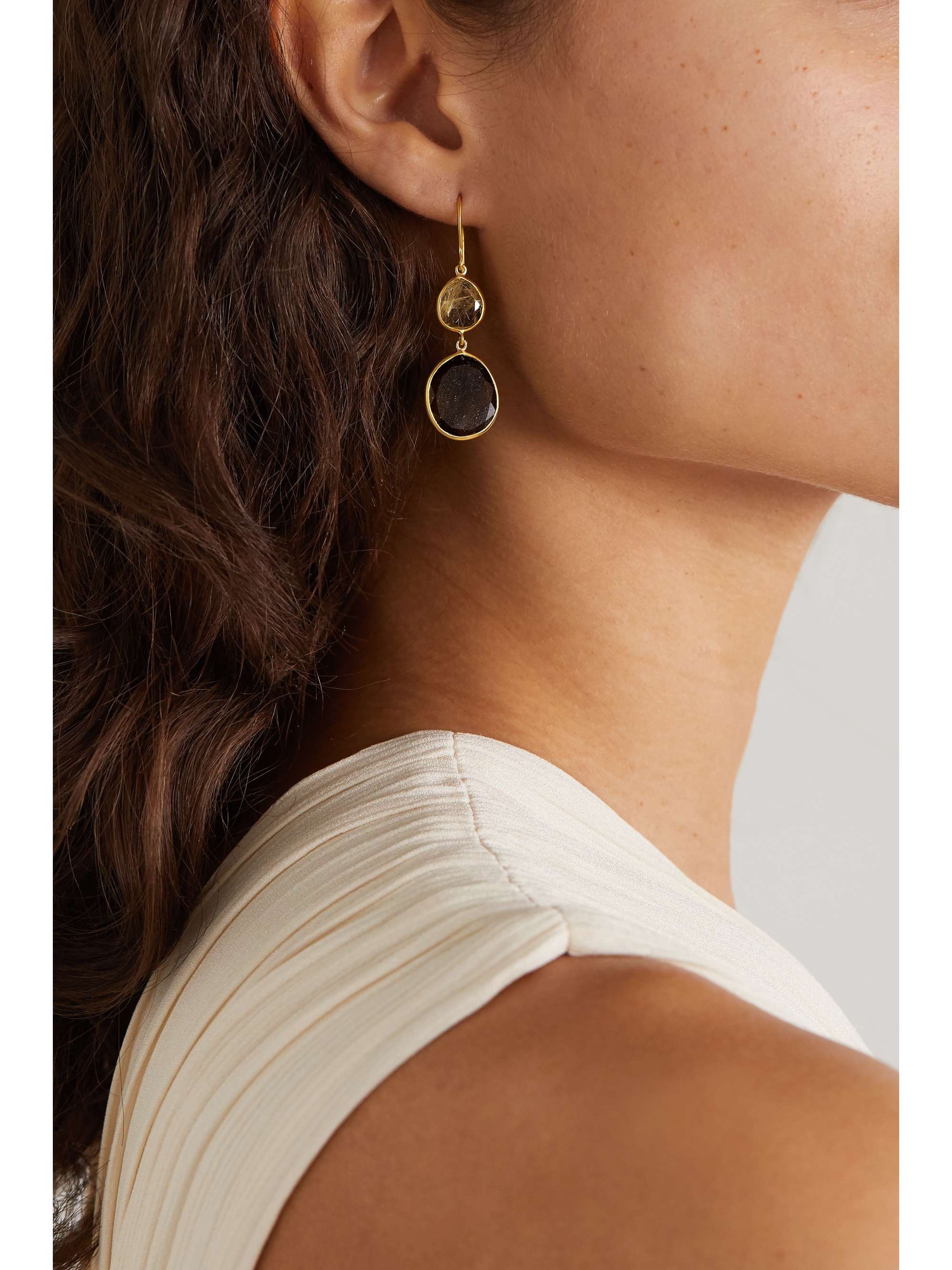 PIPPA SMALL 18-karat gold, sapphire and quartz earrings