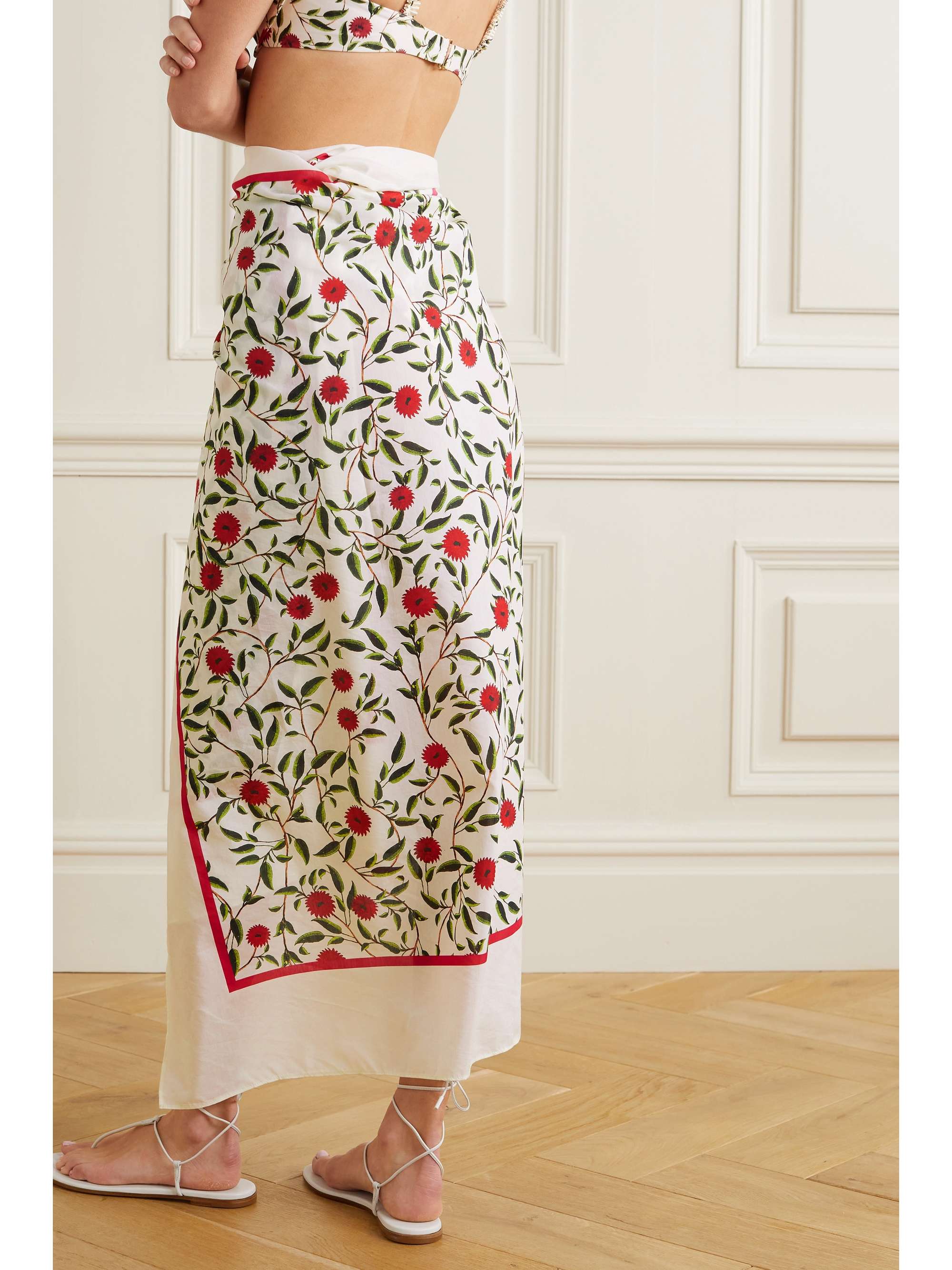 AGUA BY AGUA BENDITA Lavanda floral-print cotton and silk-blend pareo