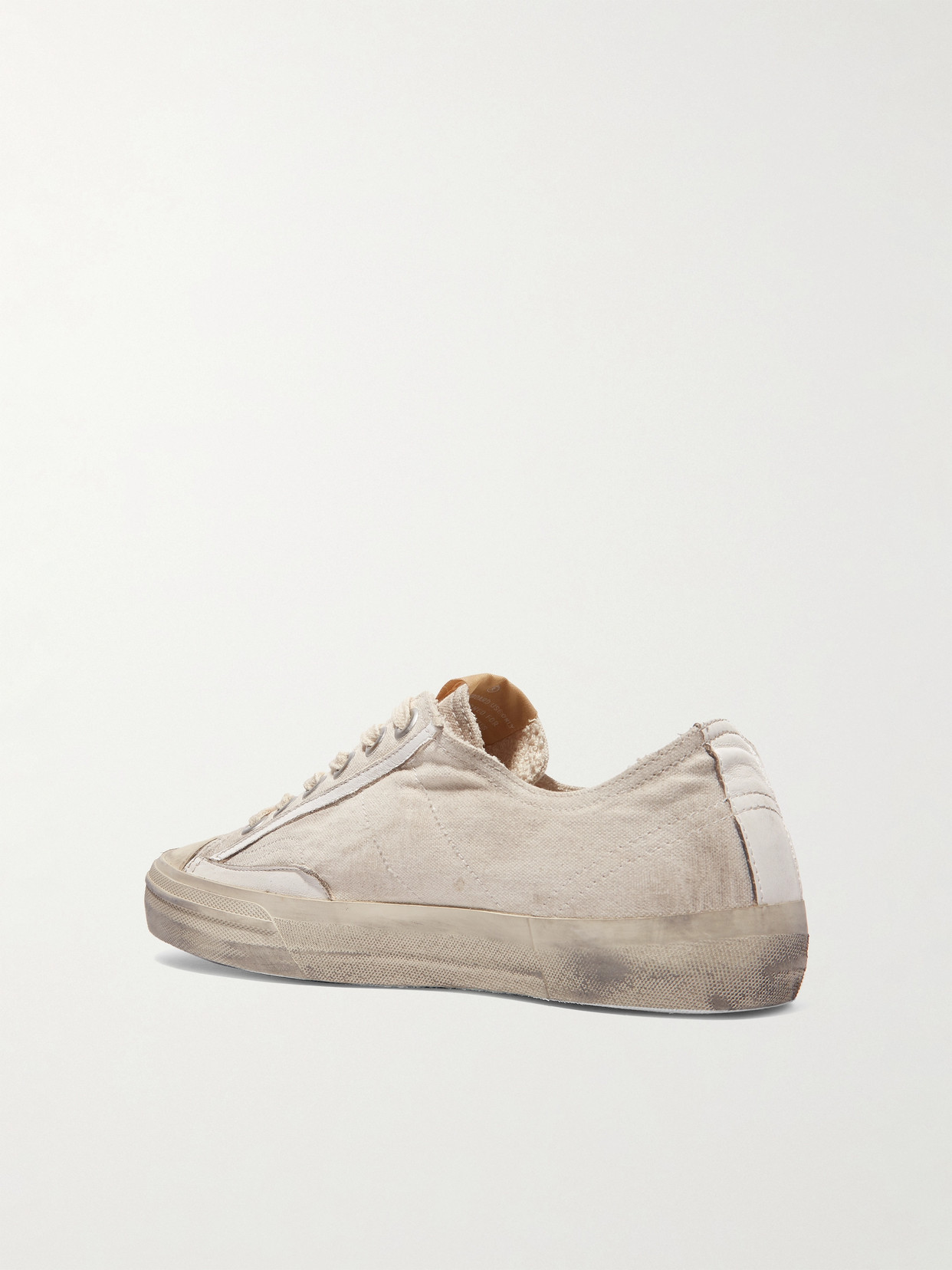Shop Golden Goose V-star Distressed Recycled Canvas And Leather Sneakers In Off-white