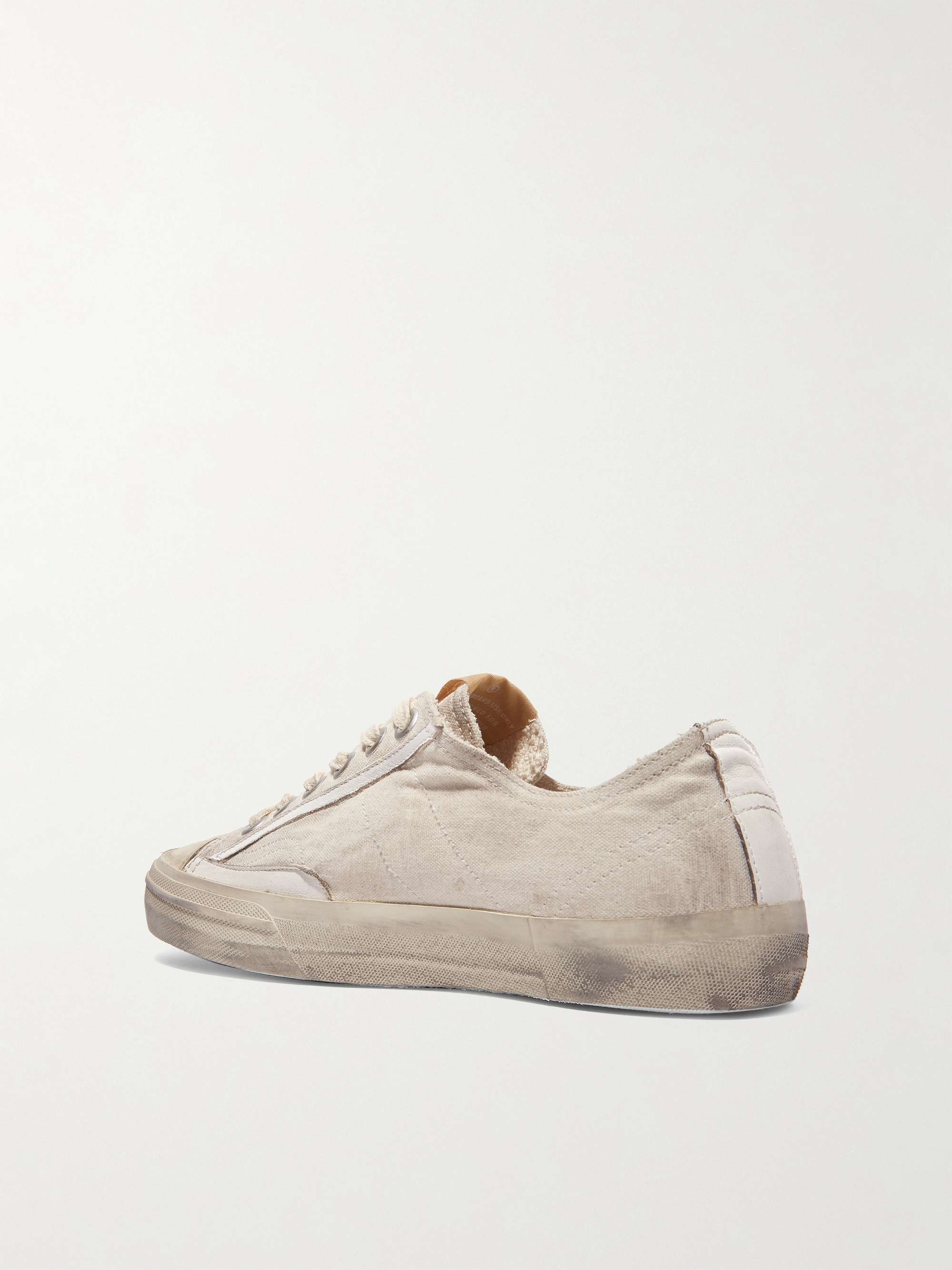 GOLDEN GOOSE V-Star distressed recycled canvas and leather sneakers