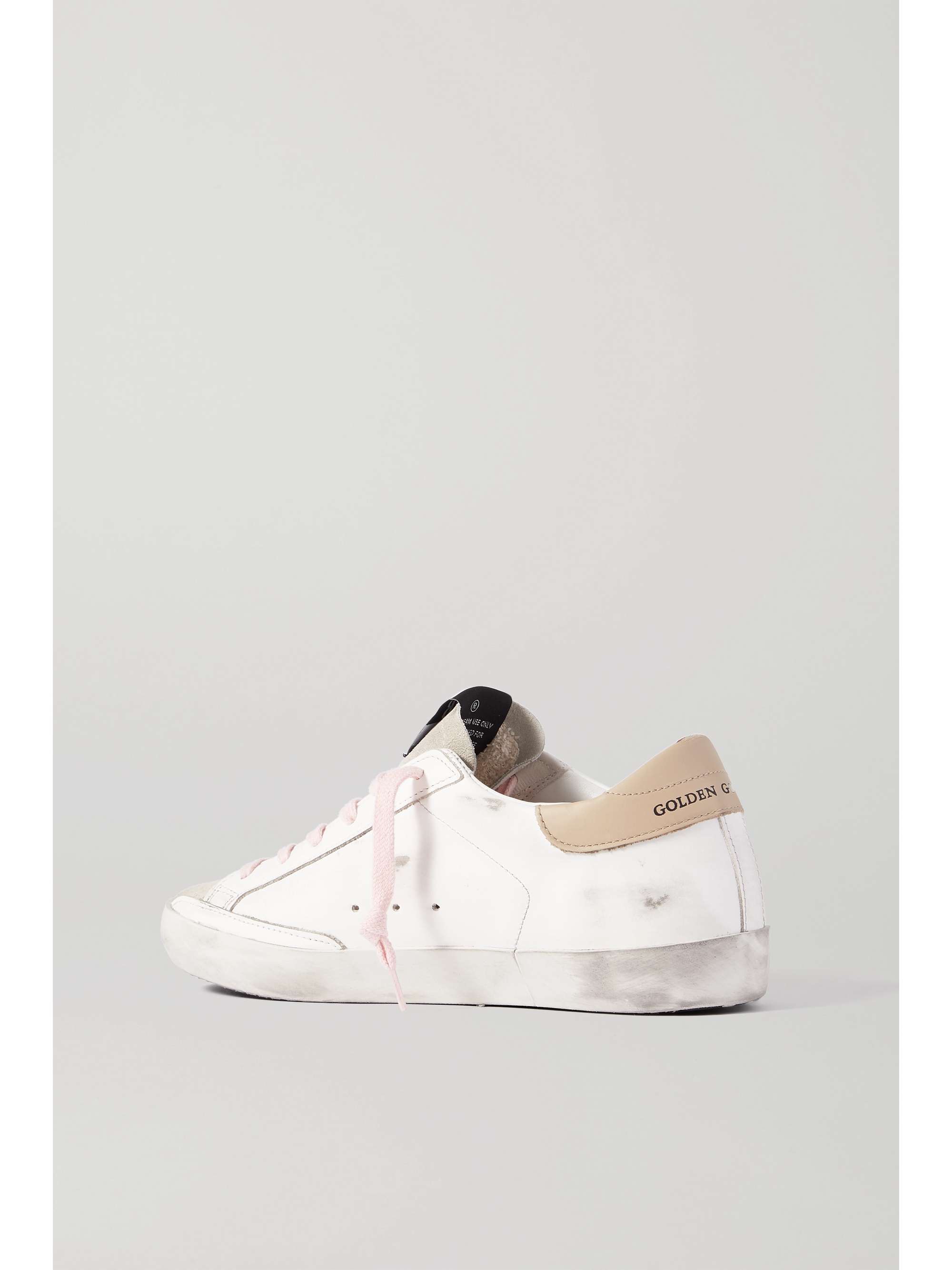 GOLDEN GOOSE Superstar faux pearl-embellished distressed leather sneakers