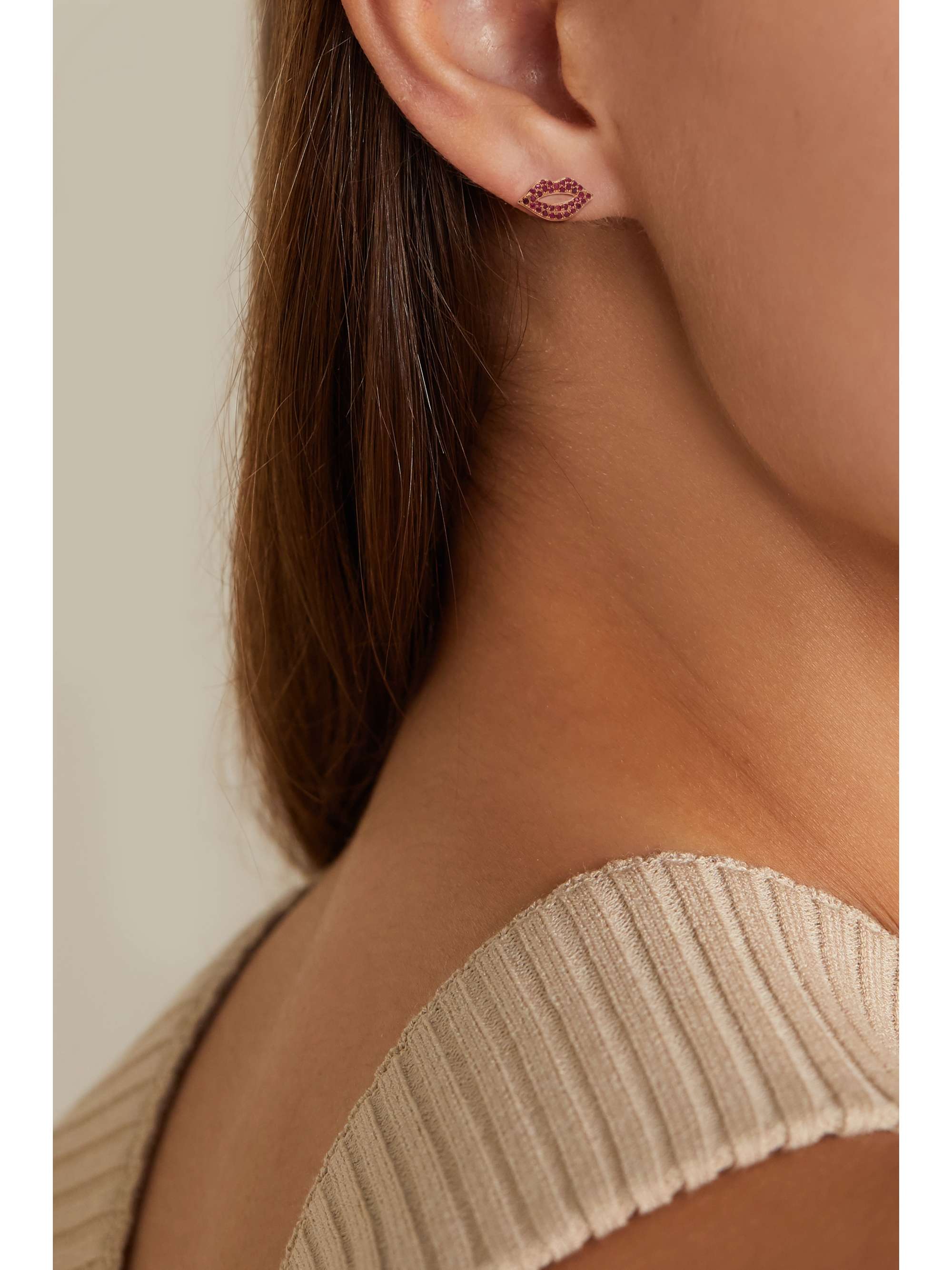 SYDNEY EVAN 14-karat rose gold ruby earrings