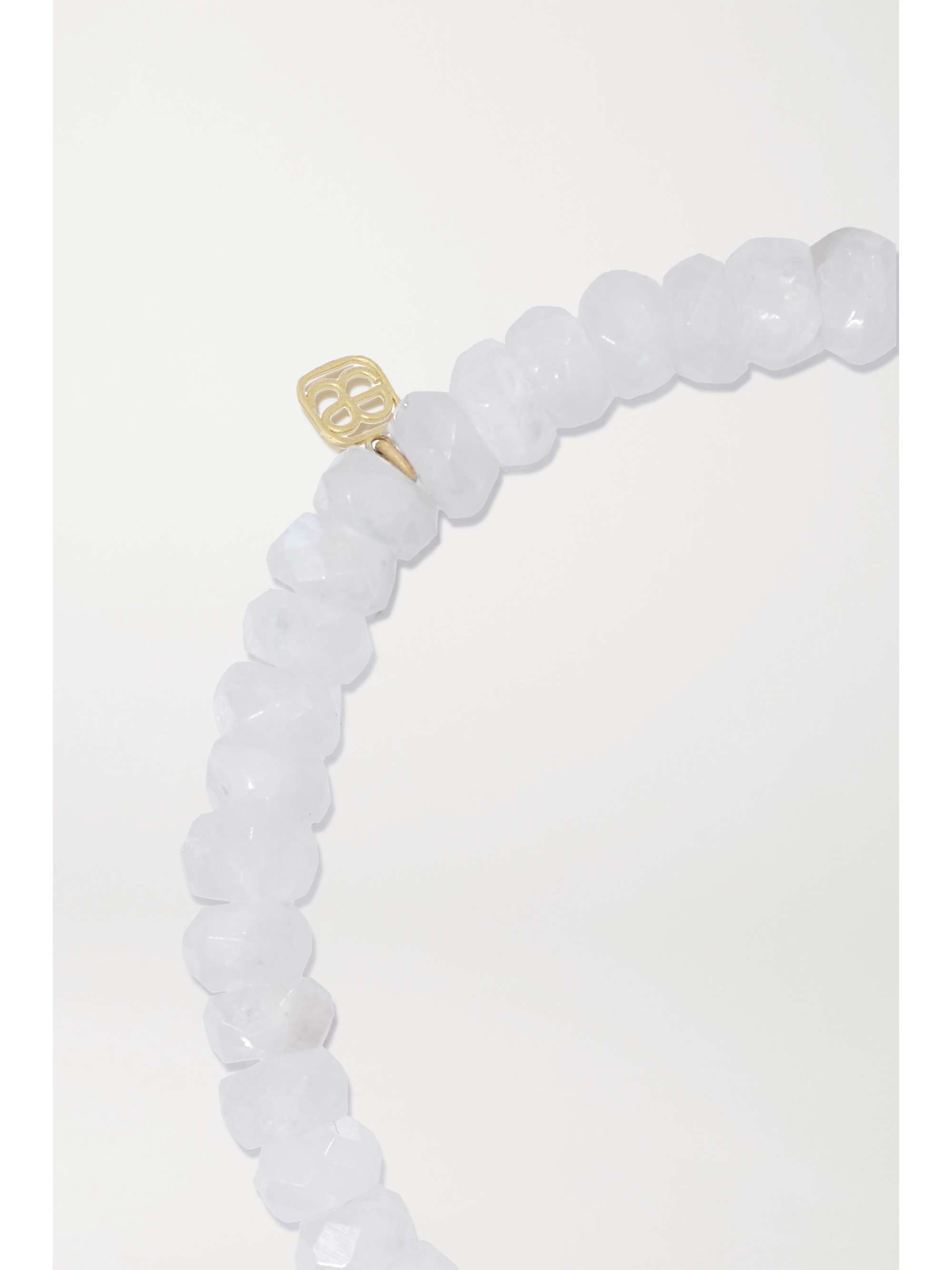 SYDNEY EVAN Lucky Icon 14-karat gold, moonstone and diamond bracelet