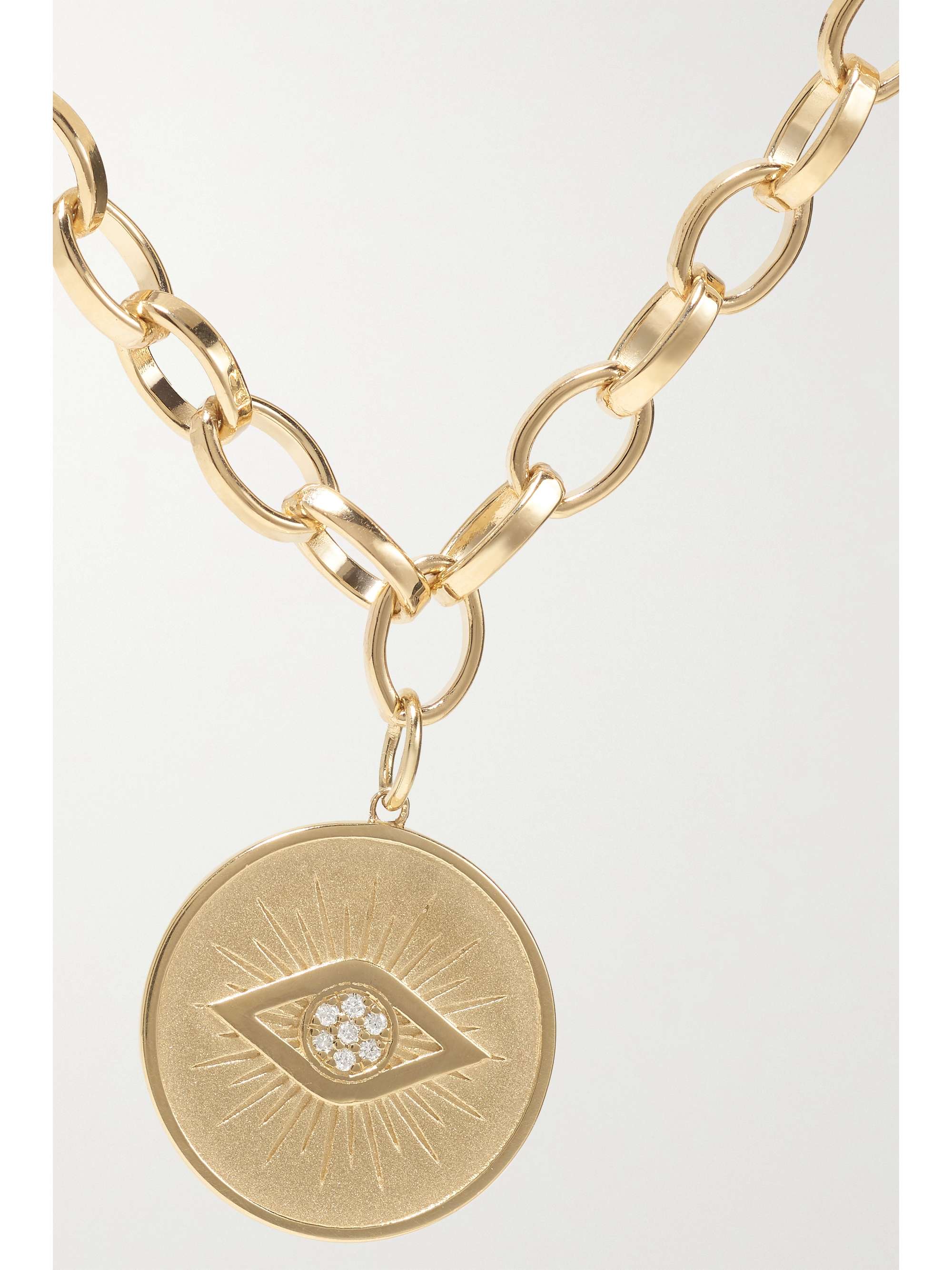 SYDNEY EVAN Evil Eye Coin 14-karat gold diamond bracelet