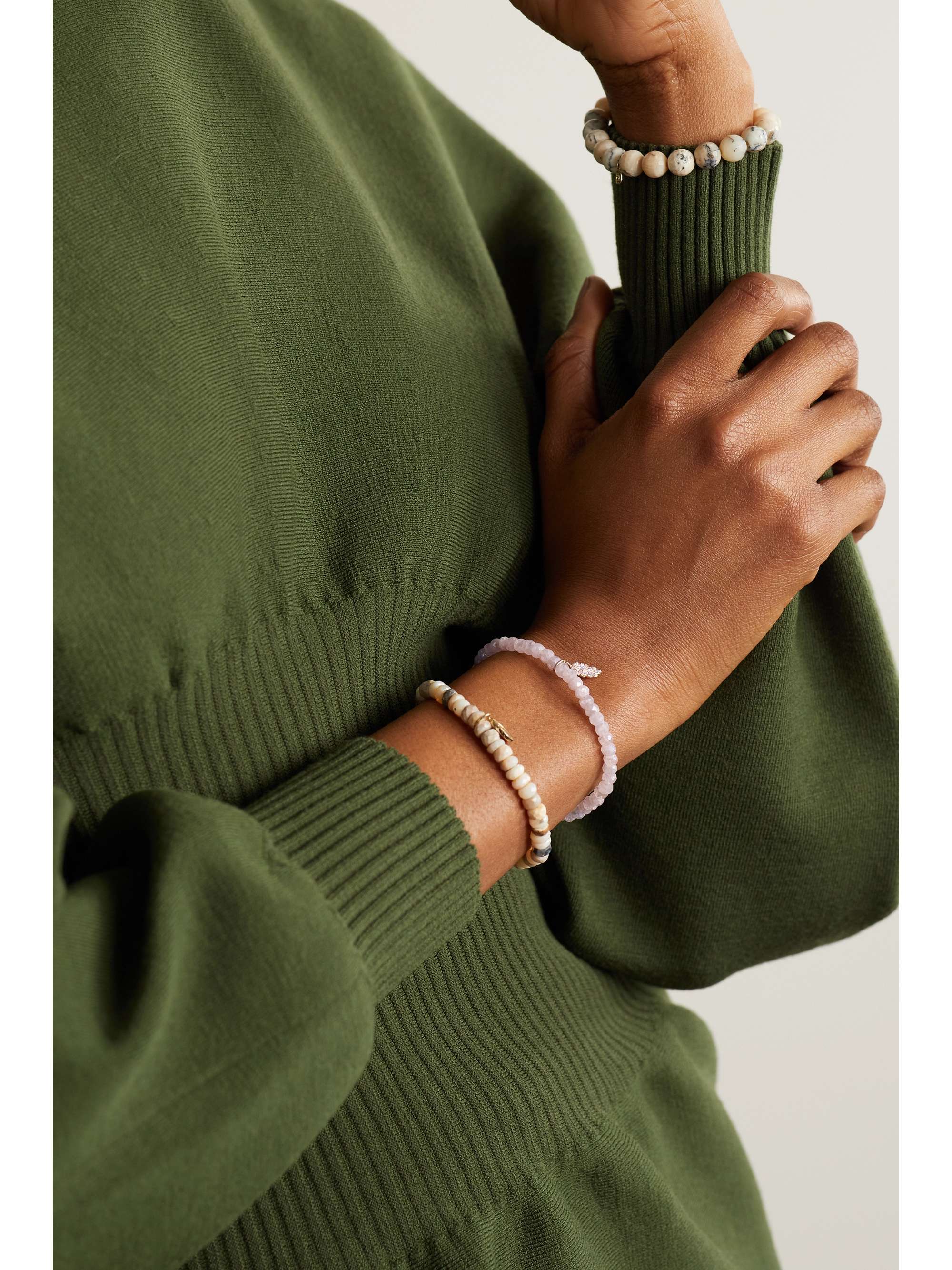 SYDNEY EVAN 14-karat gold, grapolite and diamond bracelet