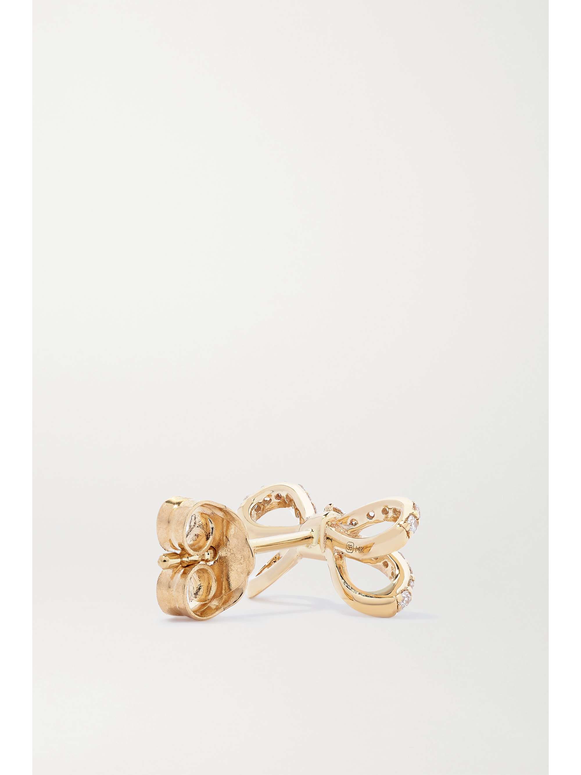 SYDNEY EVAN Small Bow 14-karat gold diamond earrings