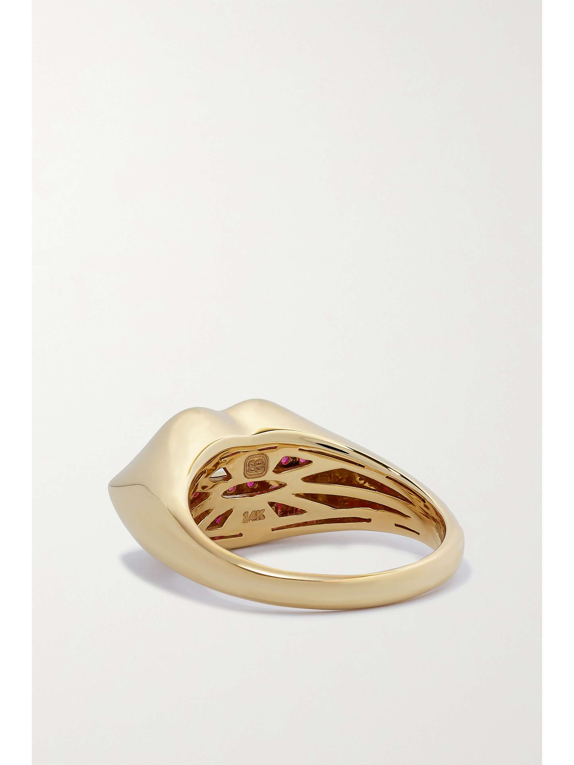 SYDNEY EVAN Lips 14-karat gold ruby signet ring