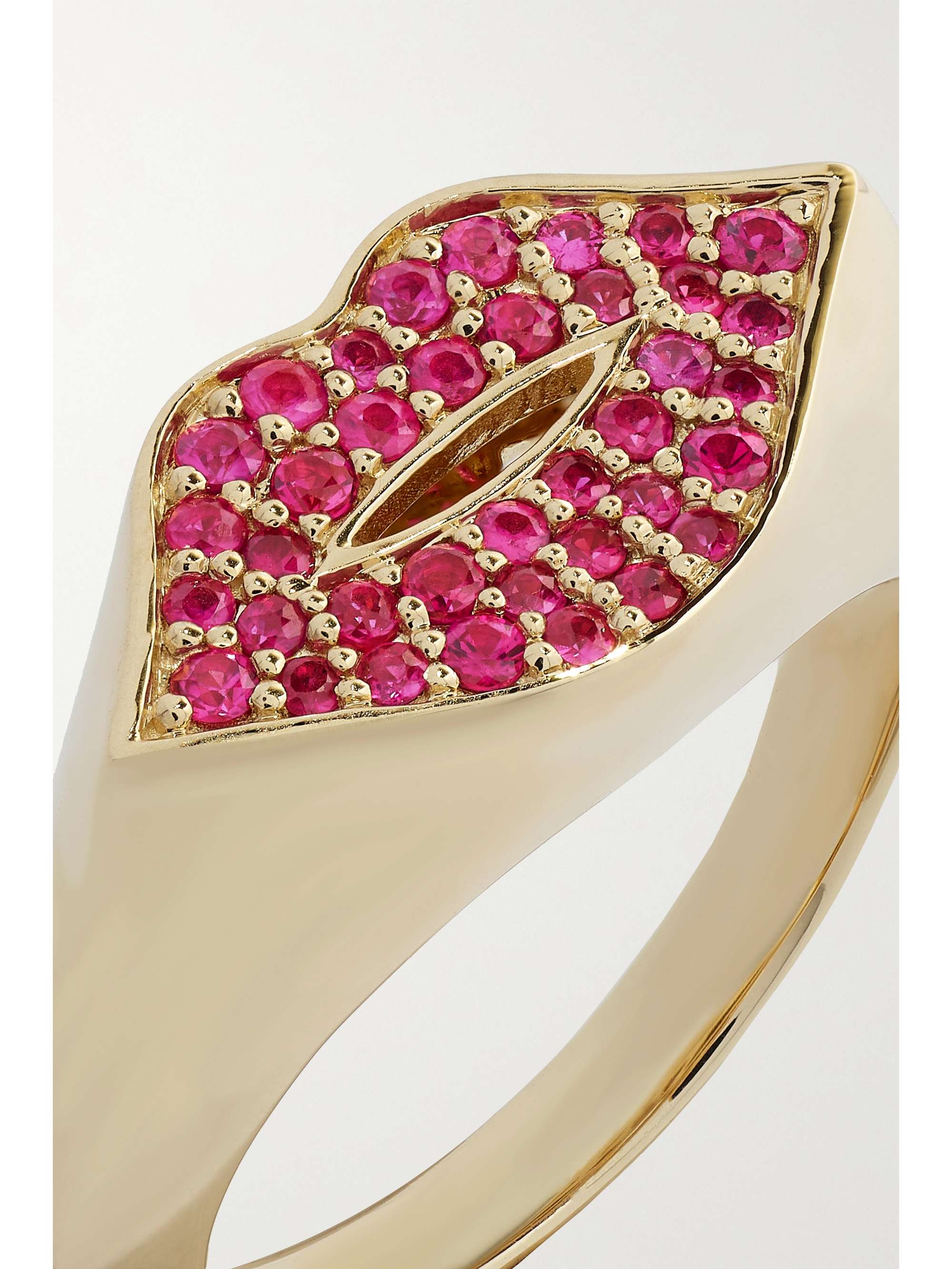 SYDNEY EVAN Lips 14-karat gold ruby signet ring