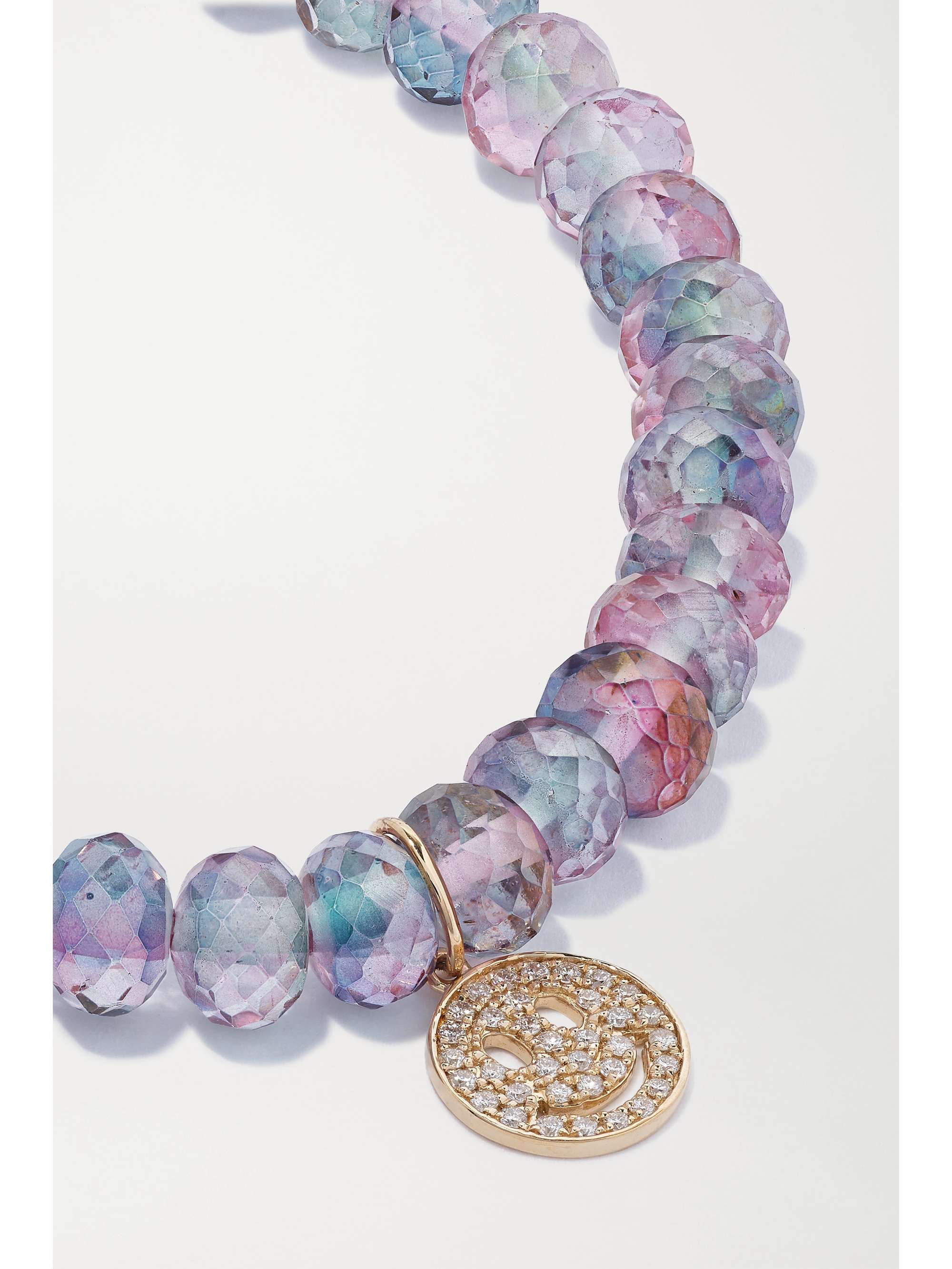 SYDNEY EVAN Small Om 14-karat gold, labradorite and diamond bracelet