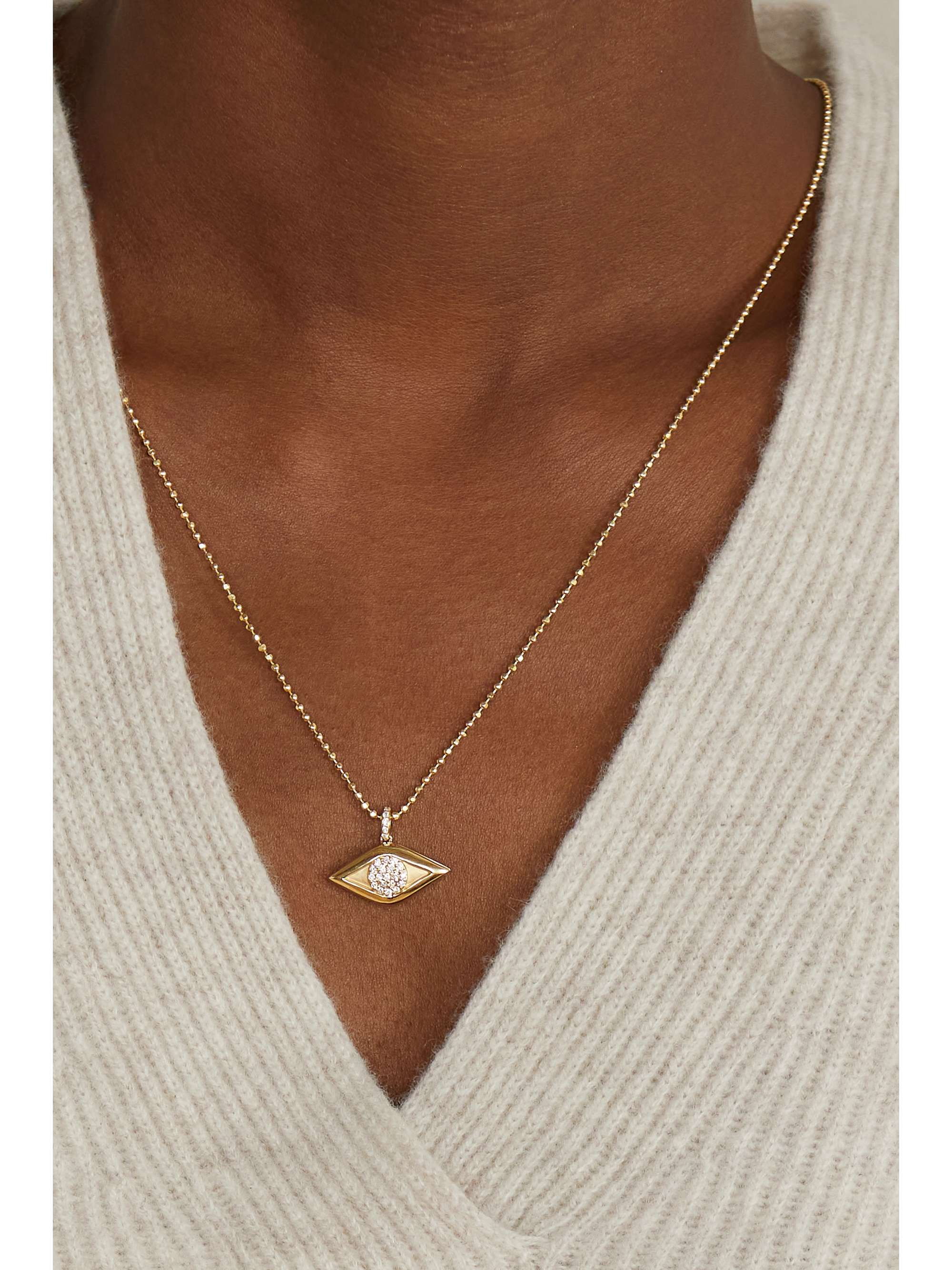 SYDNEY EVAN Evil Eye 14-karat gold diamond necklace