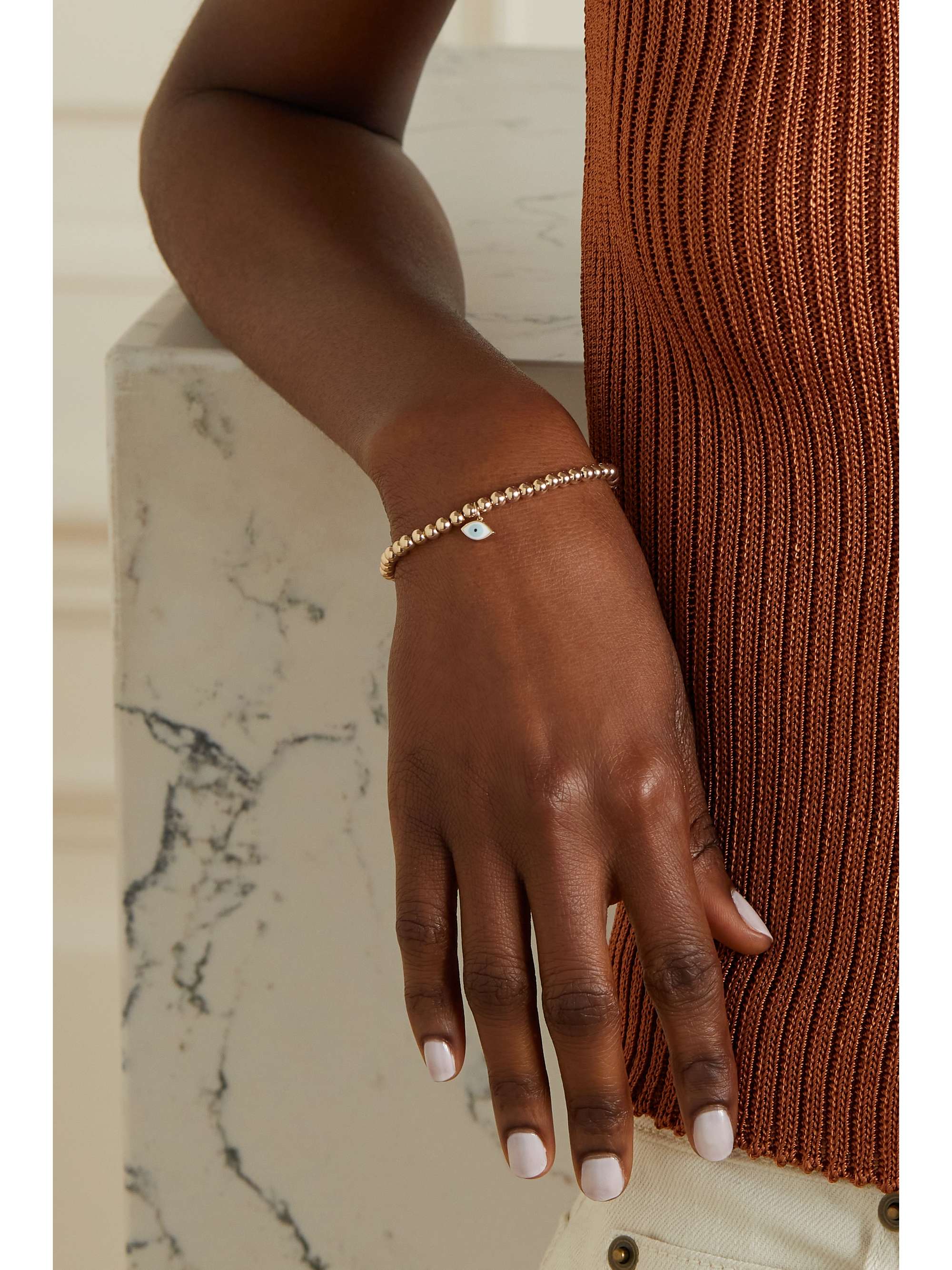 SYDNEY EVAN Yin Yang Armband aus 14 Karat Gold mit Emaille