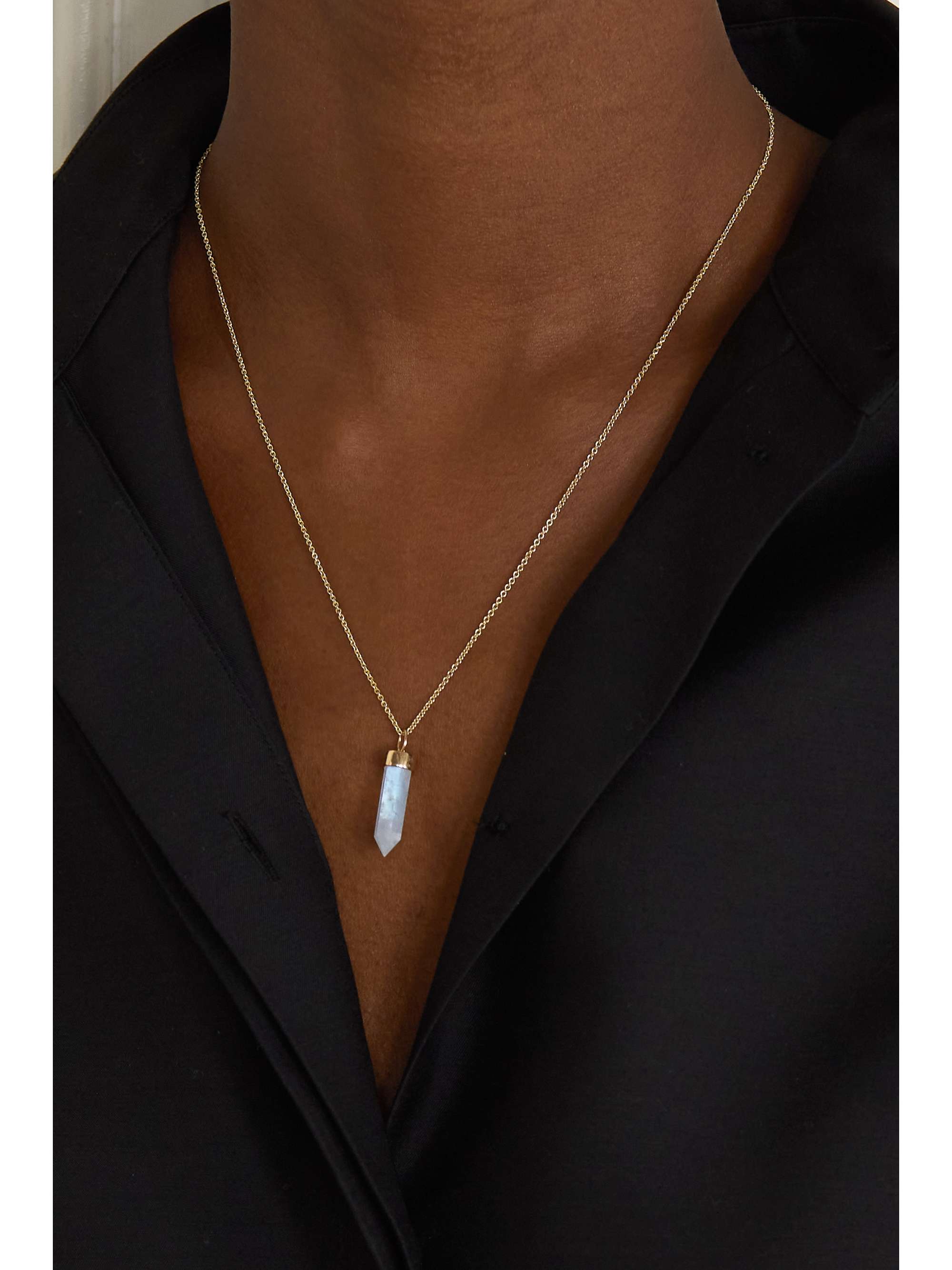 SYDNEY EVAN Kette aus 14 Karat Gold mit Mondstein und Diamant