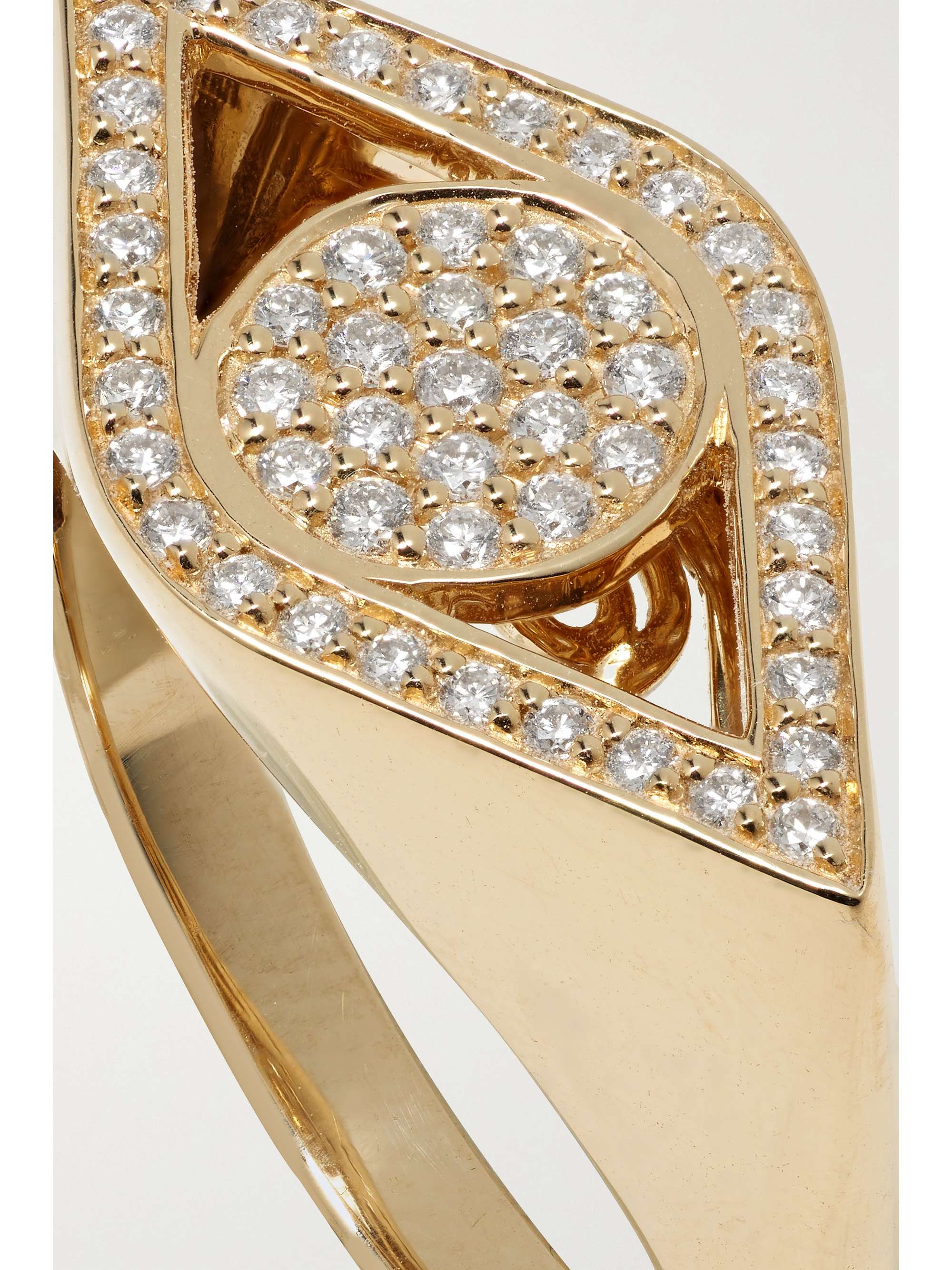 SYDNEY EVAN Large Evil Eye Siegelring aus 14 Karat Gold mit Diamanten