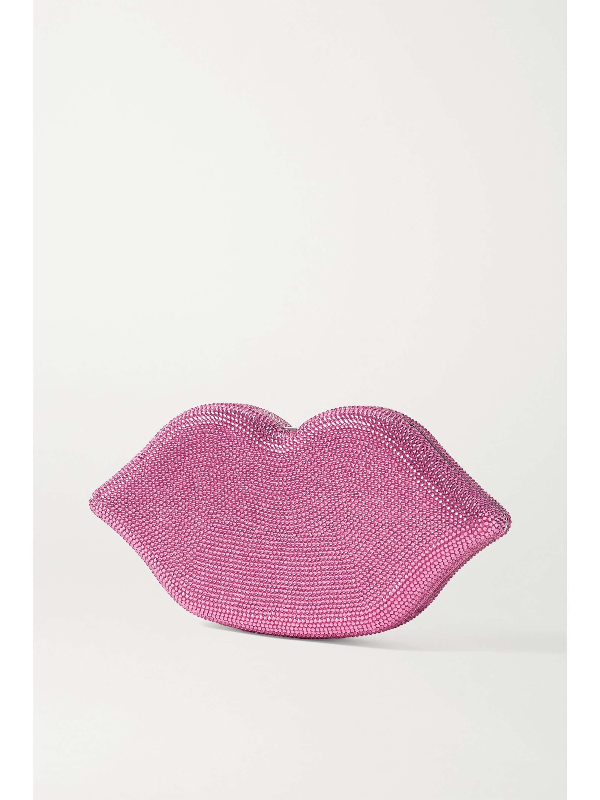 JUDITH LEIBER COUTURE Hot Lips crystal-embellished silver-tone clutch
