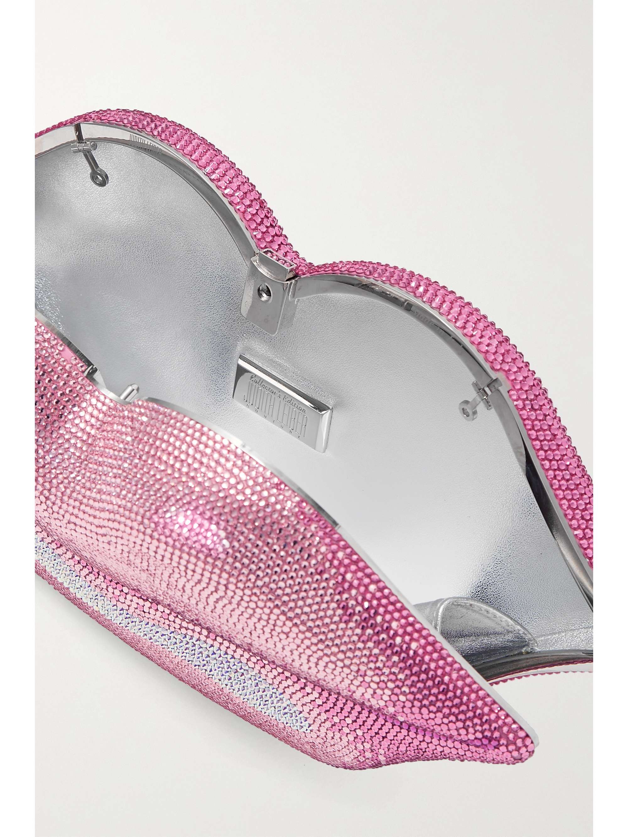 JUDITH LEIBER COUTURE Hot Lips crystal-embellished silver-tone clutch