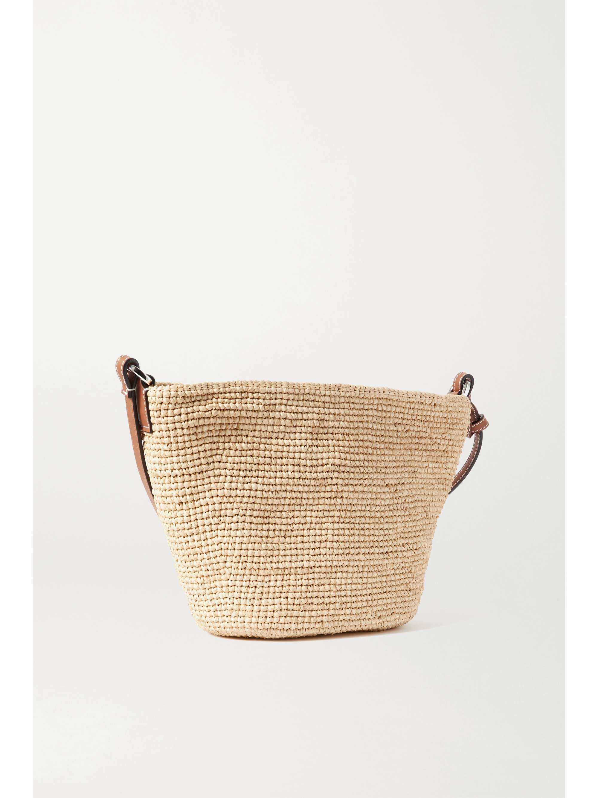 LOEWE + Paula's Ibiza Pochette leather-trimmed woven raffia shoulder bag