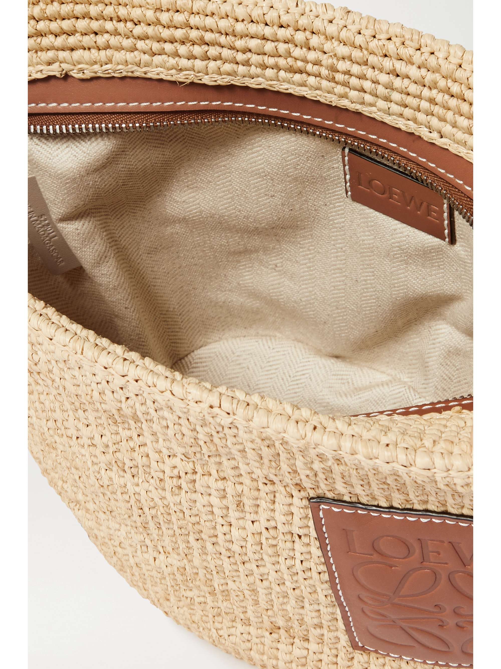 LOEWE + Paula's Ibiza Pochette leather-trimmed woven raffia shoulder bag