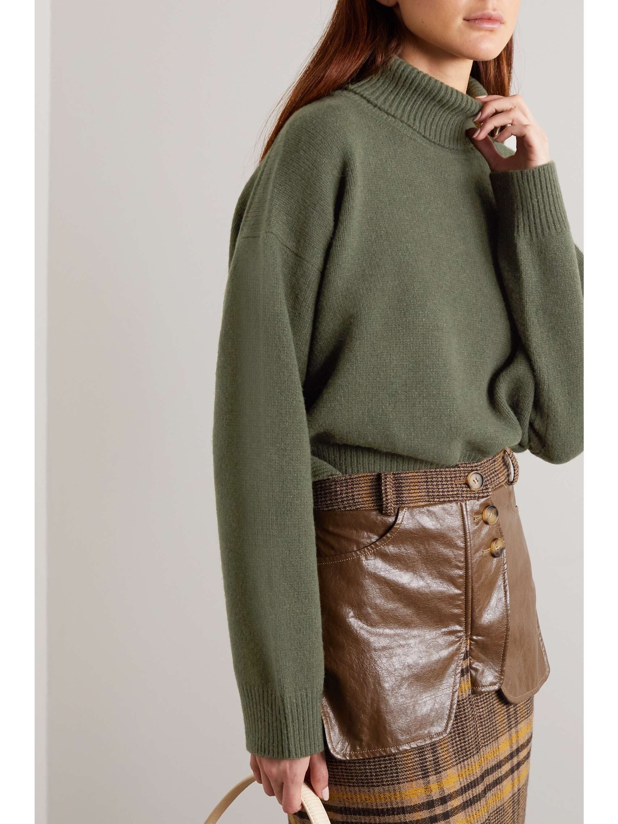 REJINA PYO + NET SUSTAIN Lyn asymmetric cashmere turtleneck sweater
