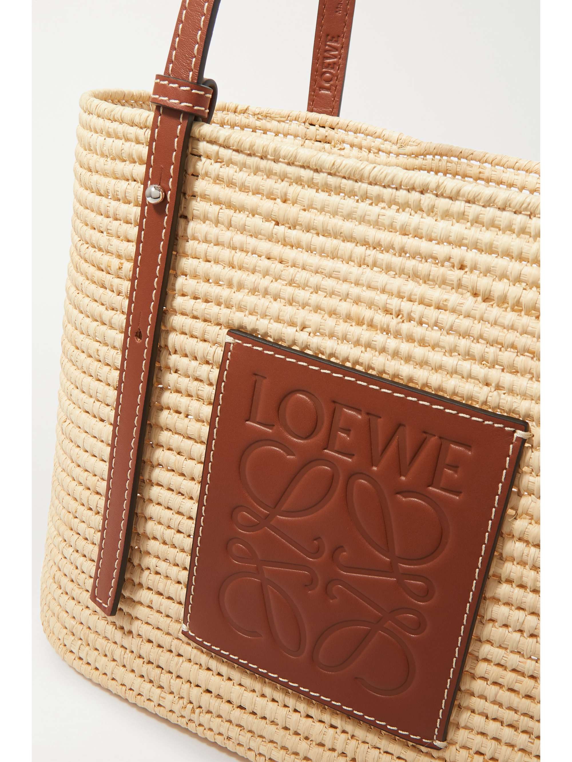 LOEWE + Paula's Ibiza small leather-trimmed dégradé raffia tote