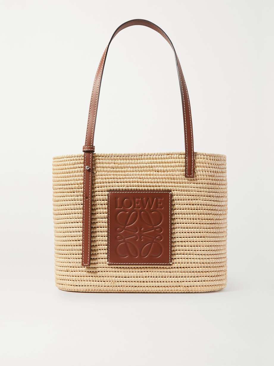 LOEWE + Paula's small leathertrimmed woven raffia tote NETA