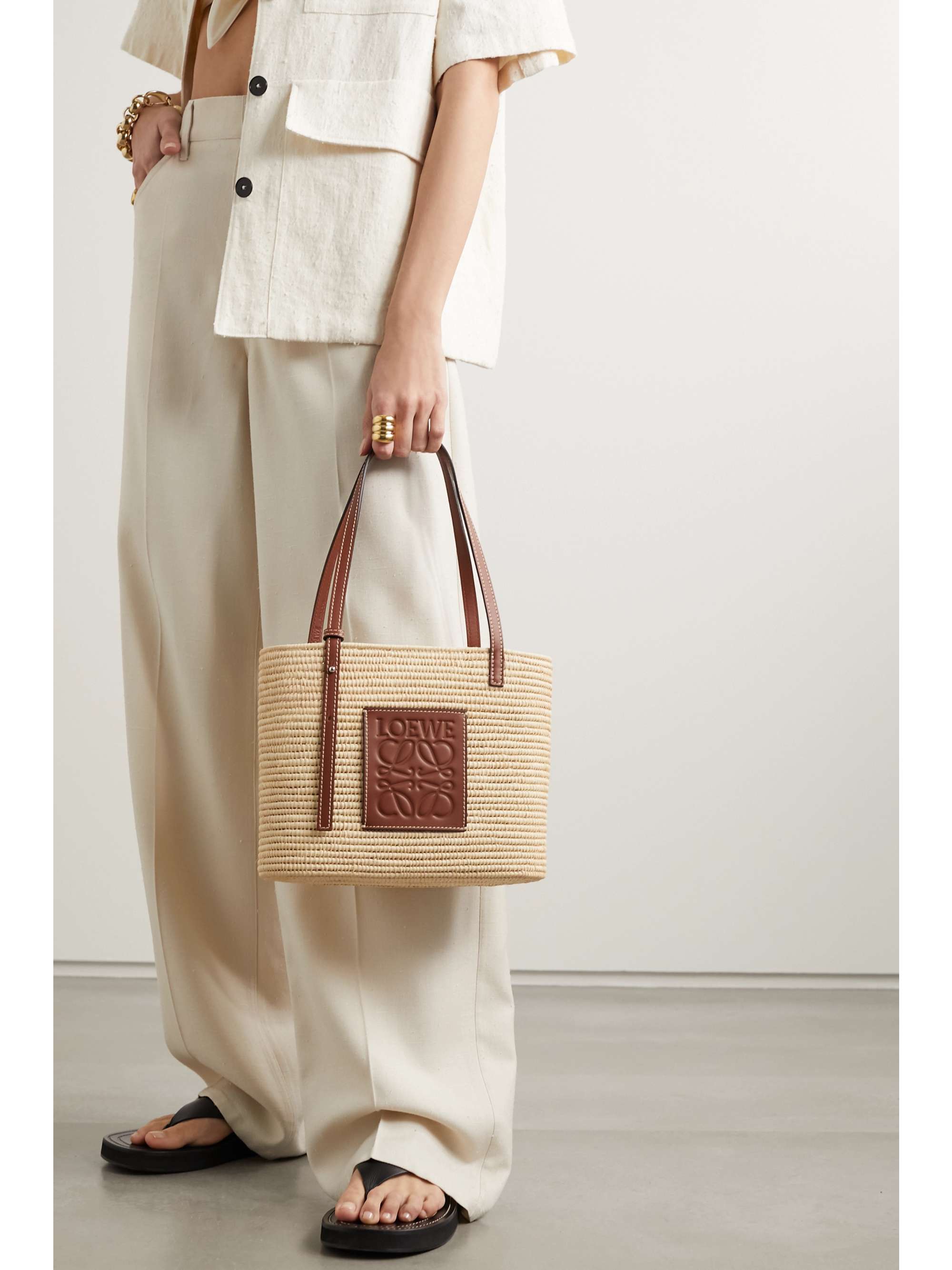 Shop LOEWE LOEWE x Paula's Ibiza Raffia Shoulder Bag