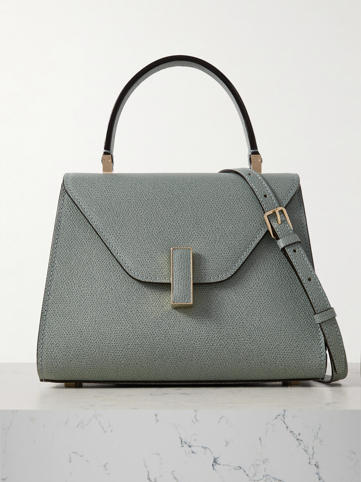 Valextra Iside Mini Textured-leather Tote In Blue