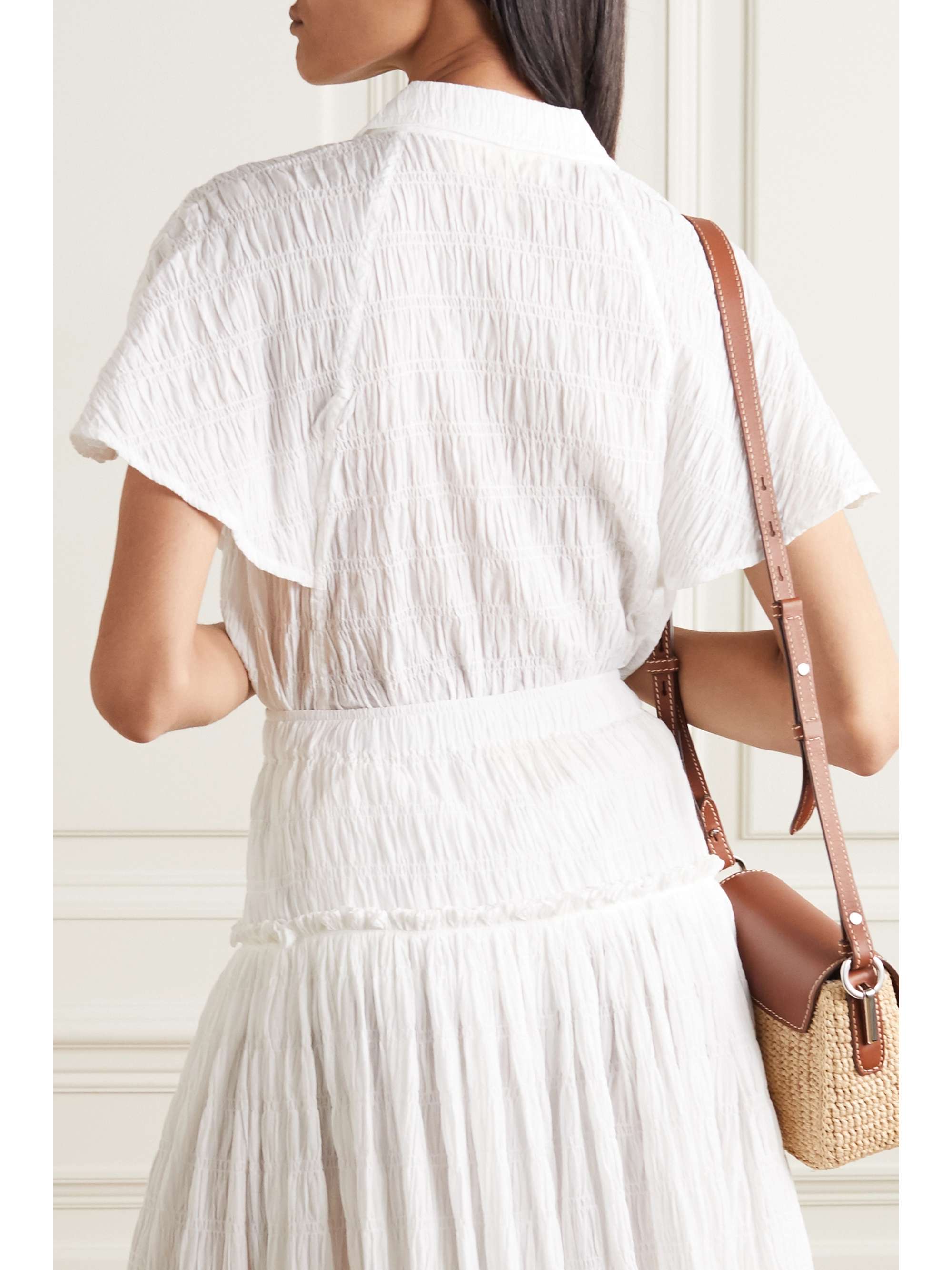 MARA HOFFMAN + NET SUSTAIN Phebe smocked organic stretch-cotton shirt