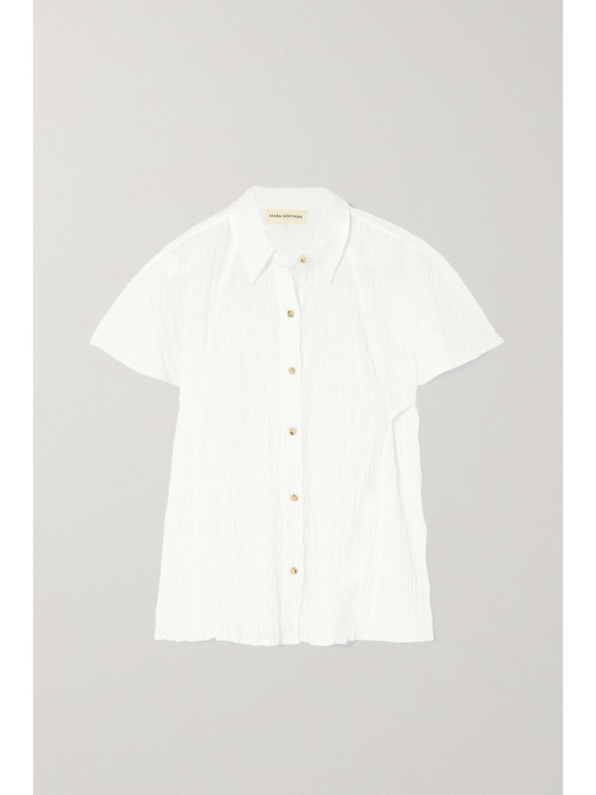 MARA HOFFMAN + NET SUSTAIN Phebe smocked organic stretch-cotton shirt