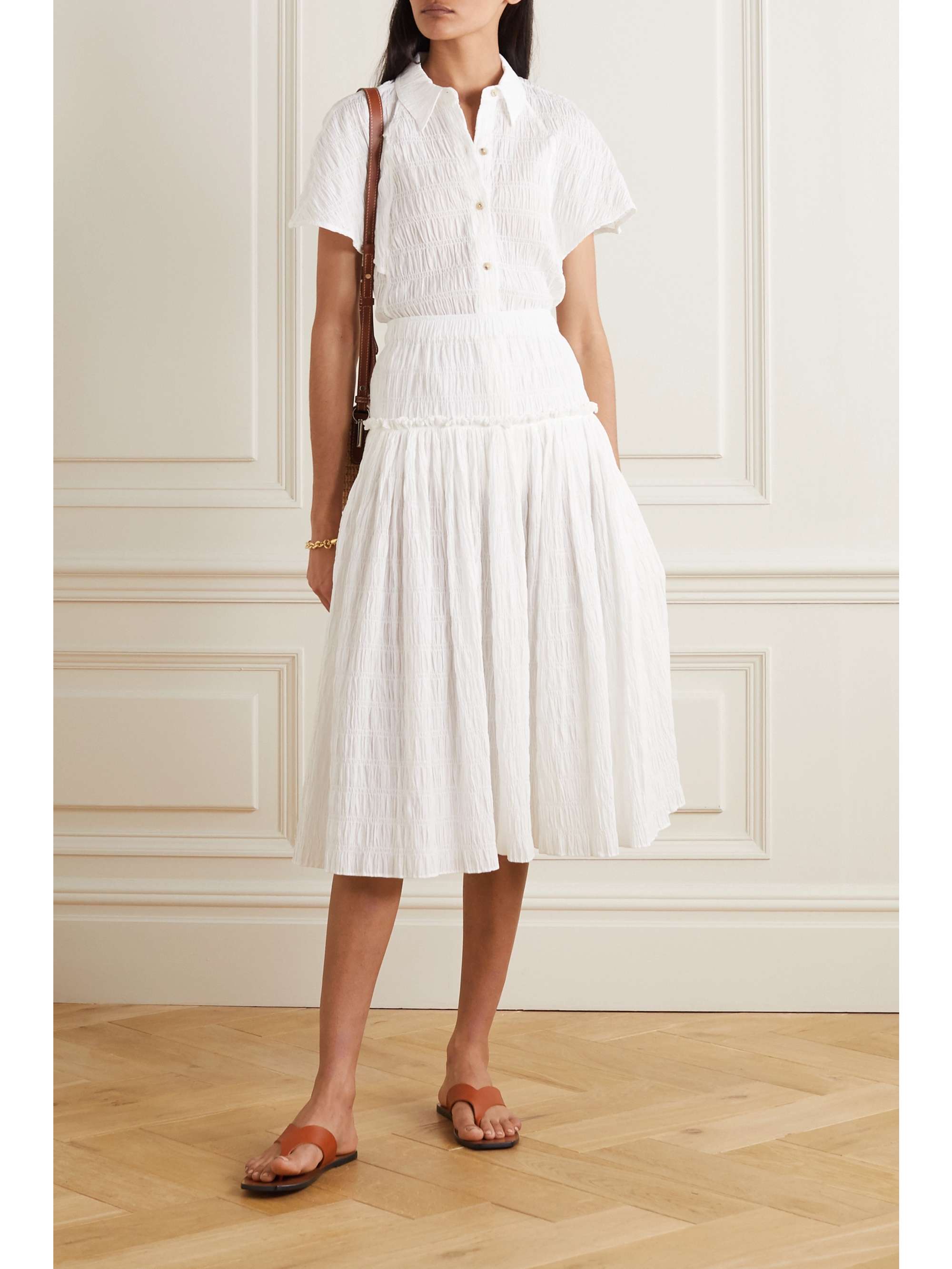 MARA HOFFMAN + NET SUSTAIN Phebe smocked organic stretch-cotton shirt