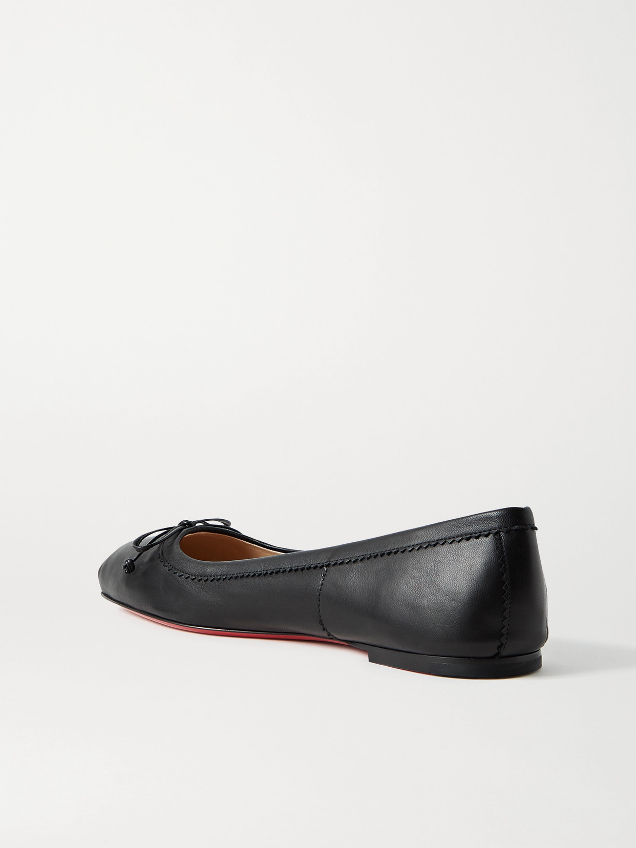 Christian Louboutin Mamadrague Napa Bow Red Sole Ballerina Flats In Black