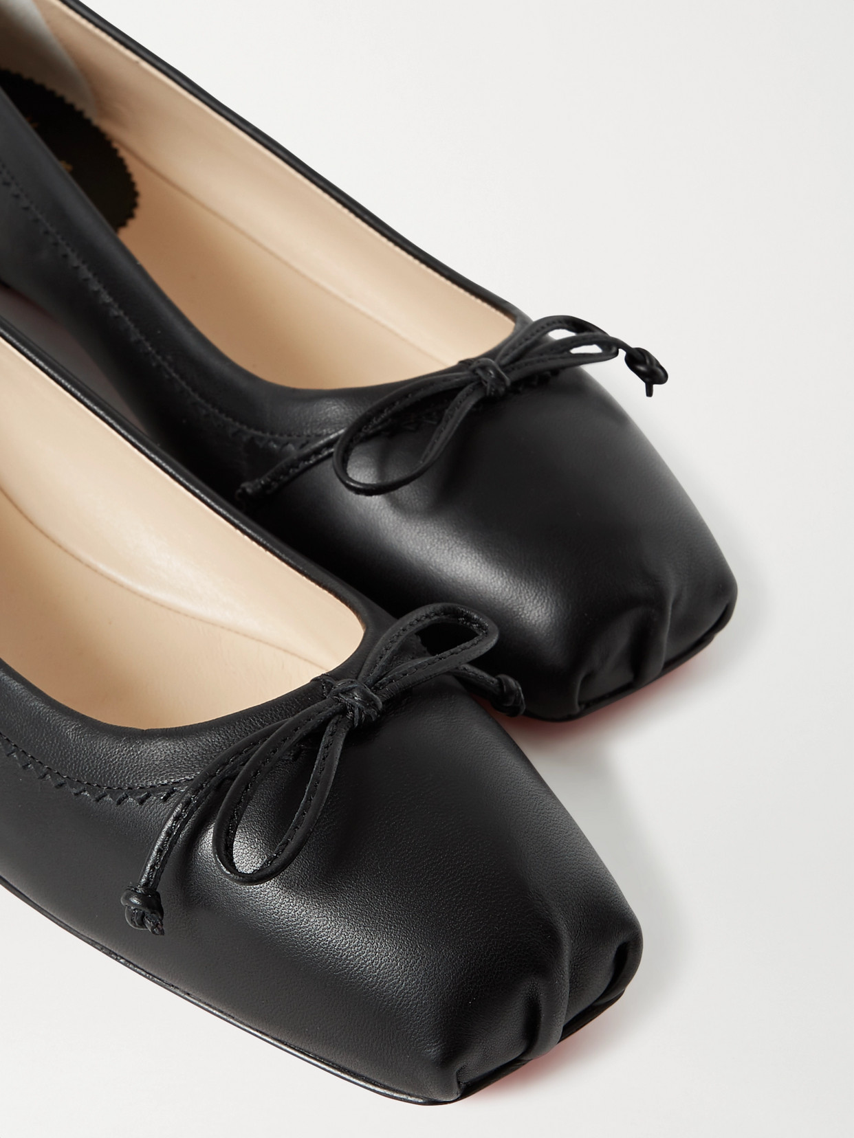 Christian Louboutin Mamadrague Napa Bow Red Sole Ballerina Flats In Black