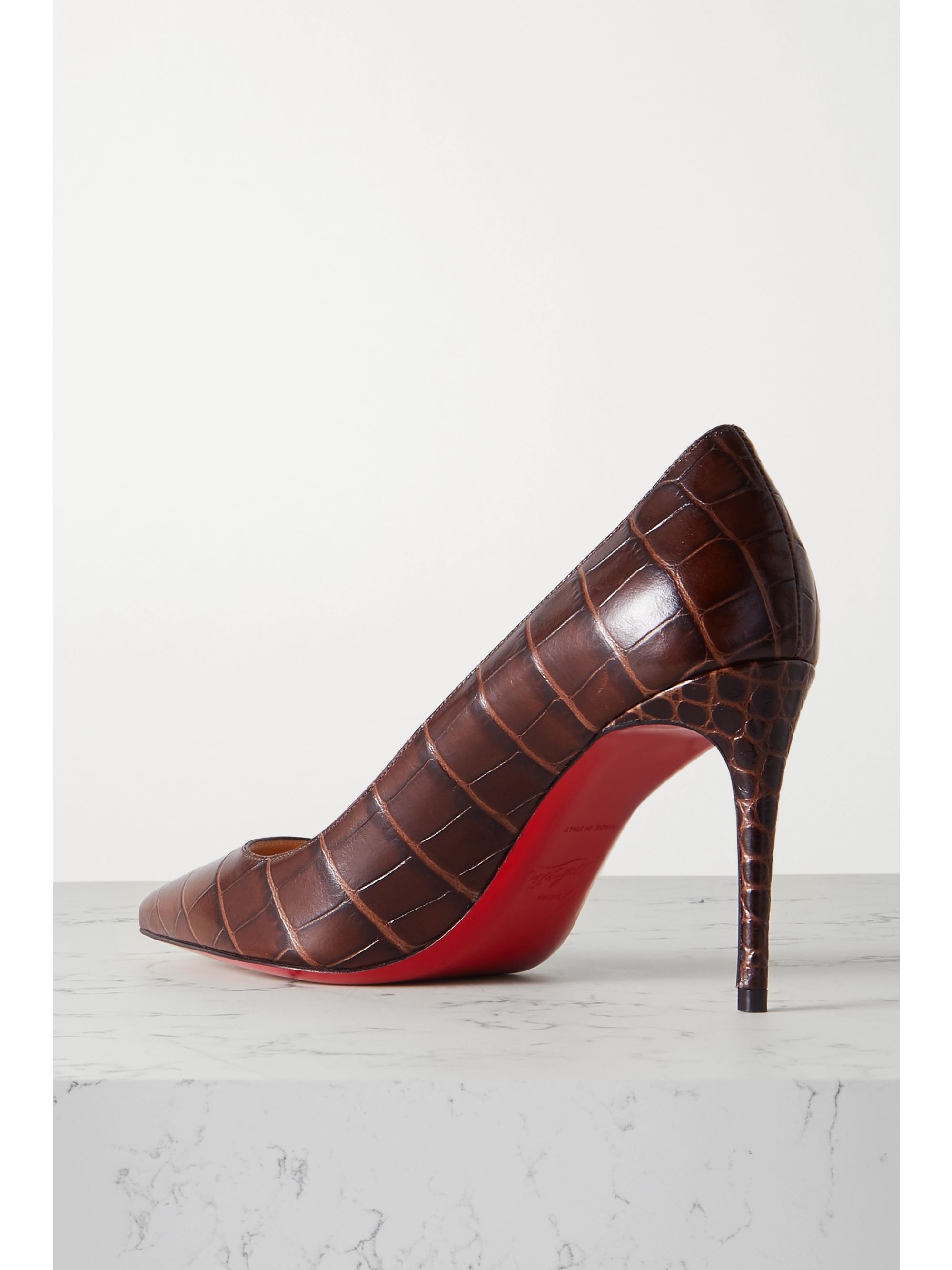 Brown Kate 85 croc-effect leather pumps | CHRISTIAN LOUBOUTIN | NET-A