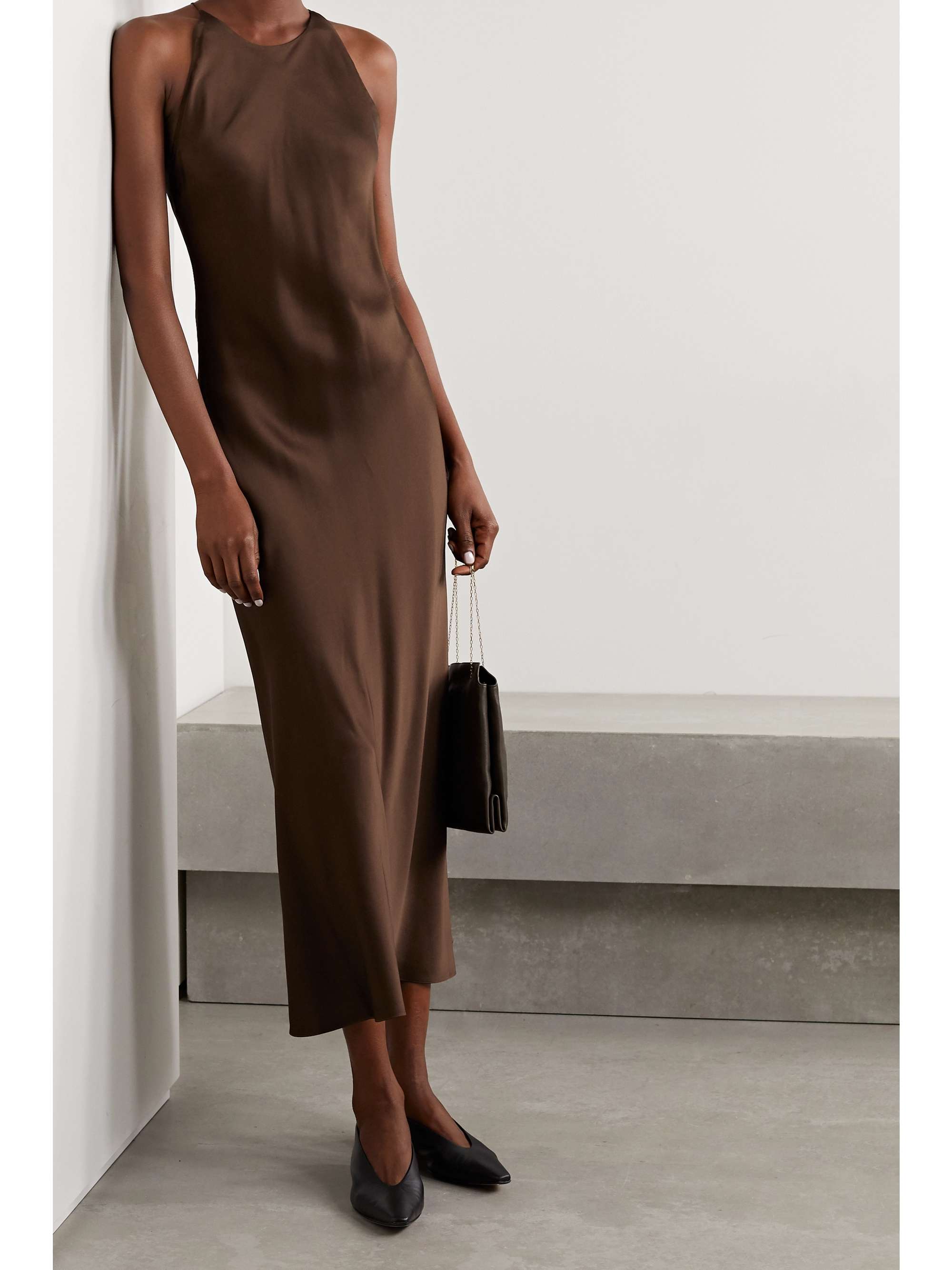 strappy back satin dress