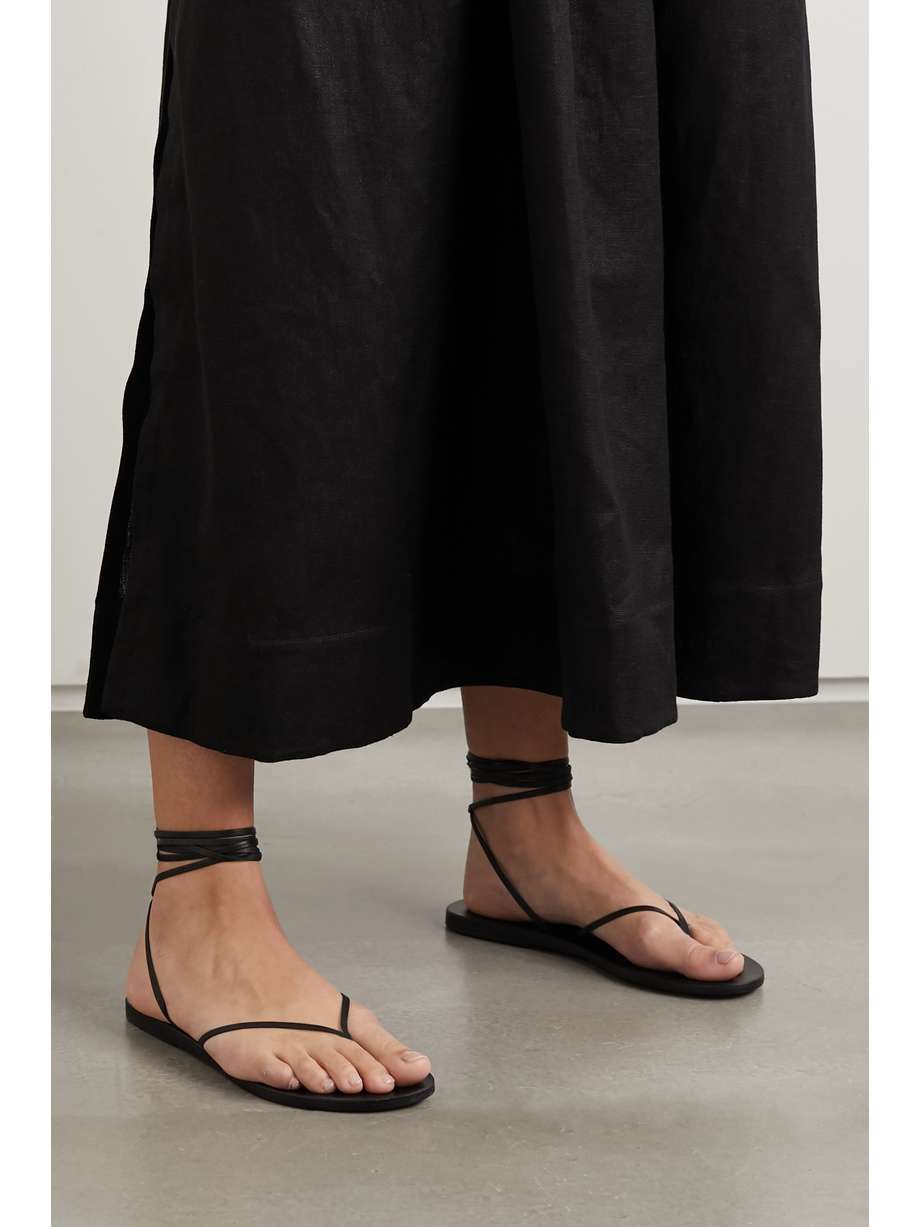 Ancient Greek Sandals' 'Celia' black leather ankle strap sandals are handmade at the Cretian atelier from smooth leather and have gripped soles.