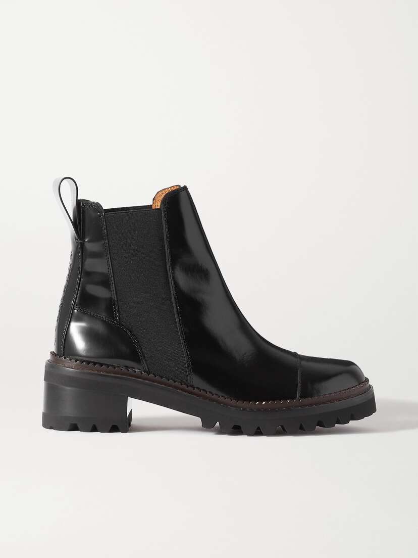 See By Chloé Logo-debossed Patent-leather Chelsea Boots