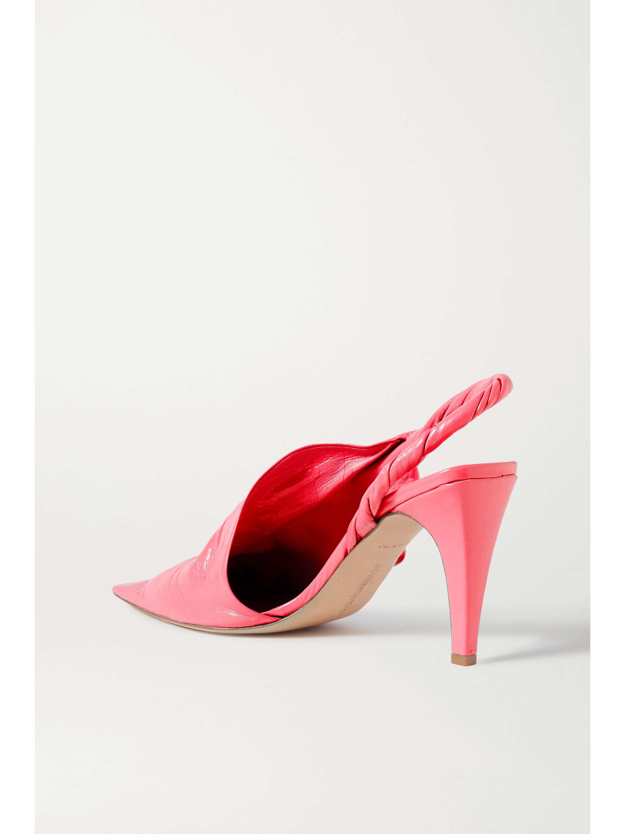 Pink Crinkled Glossed Leather Slingback Pumps Bottega Veneta Net A Porter