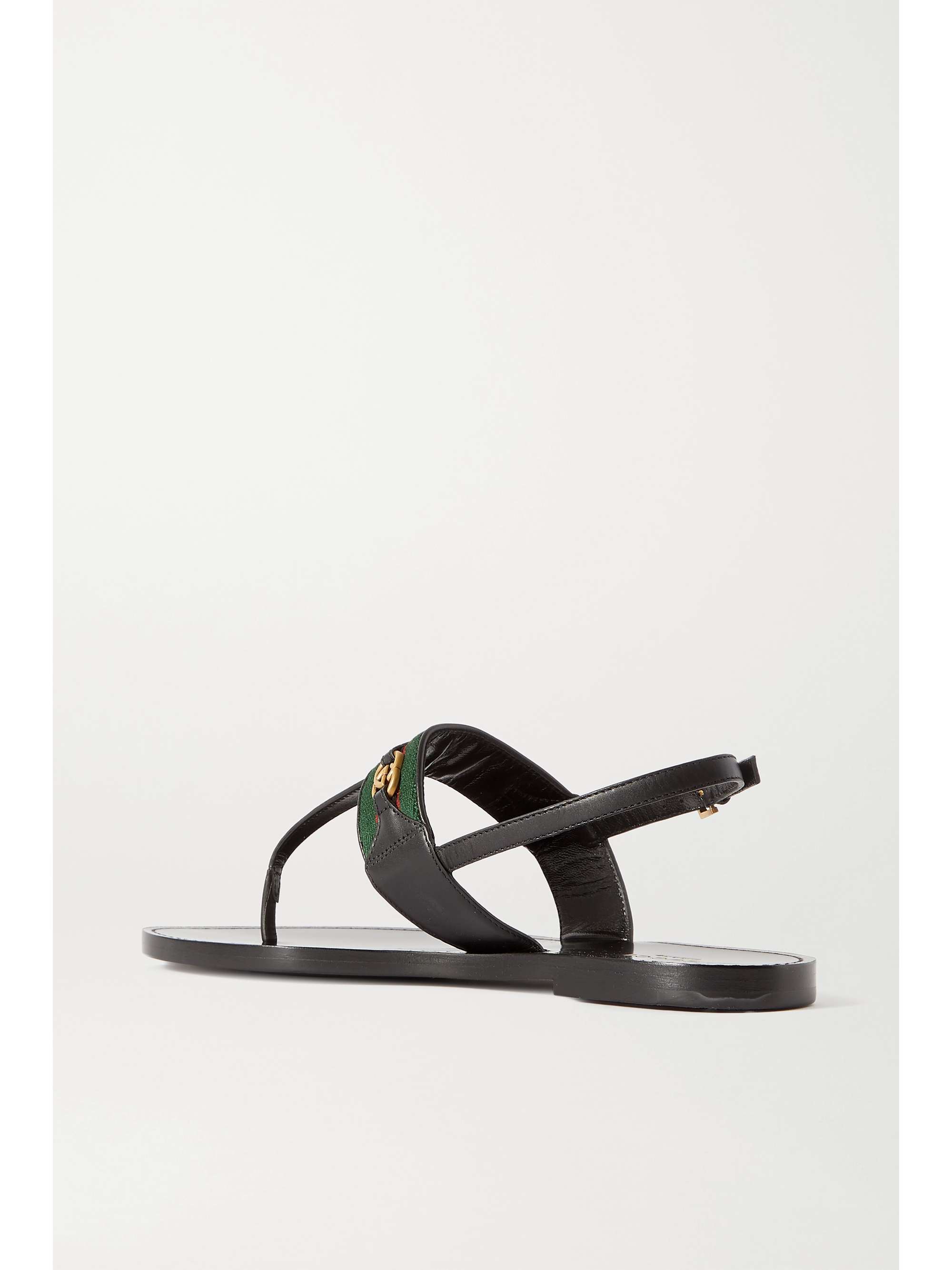 GUCCI Siryo embellished webbing-trimmed leather sandals